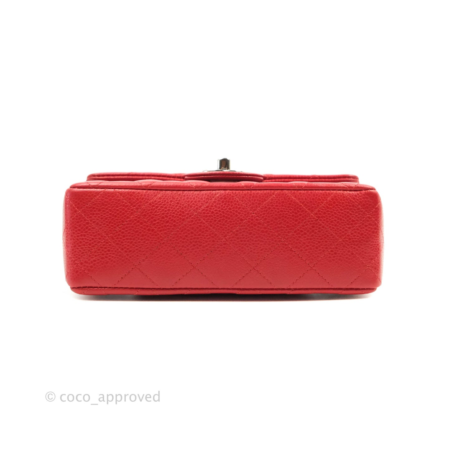 Chanel Quilted Mini Rectangular Flap Red Caviar Silver Hardware