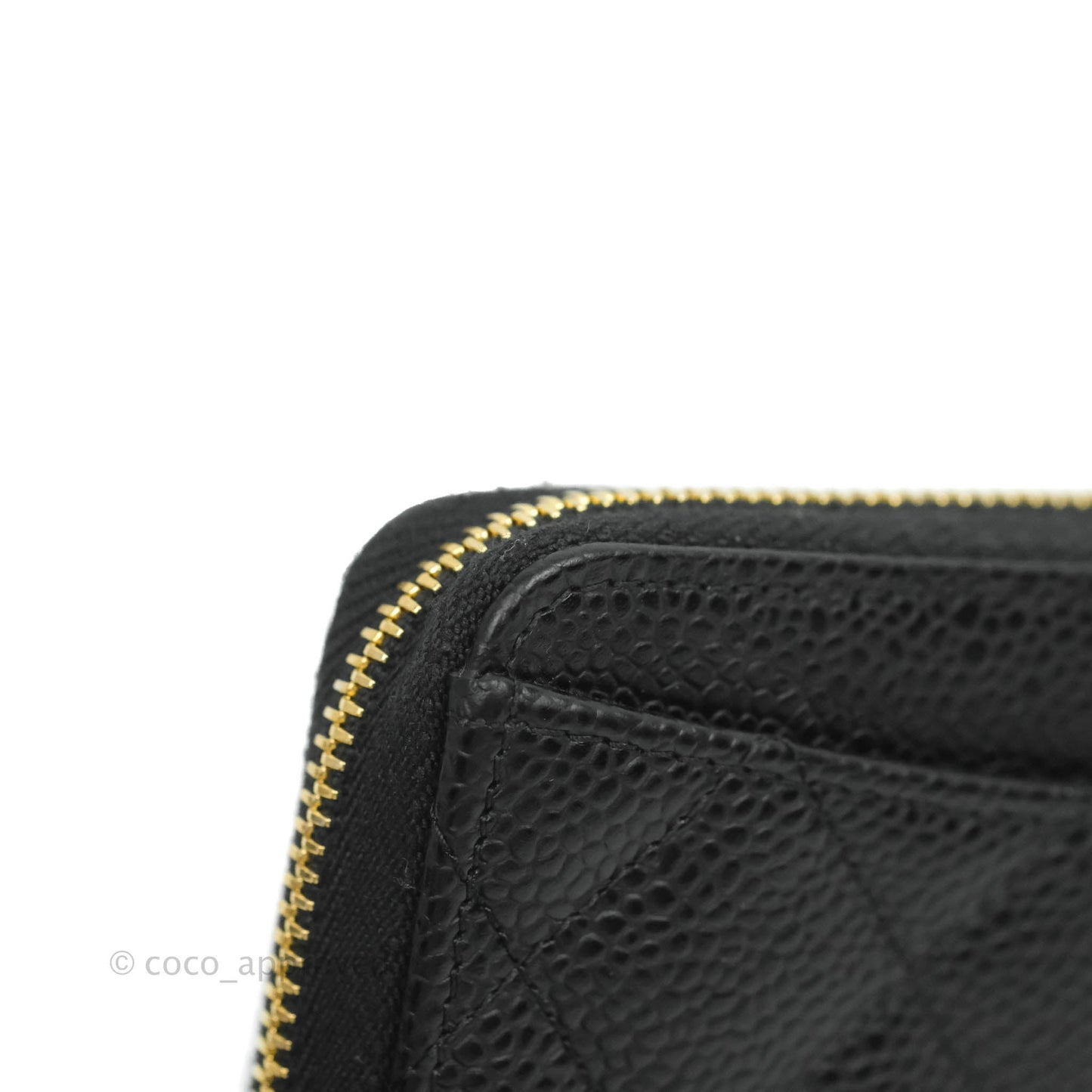 Chanel Classic Zipped Coin Purse Black Caviar Gold Hardware