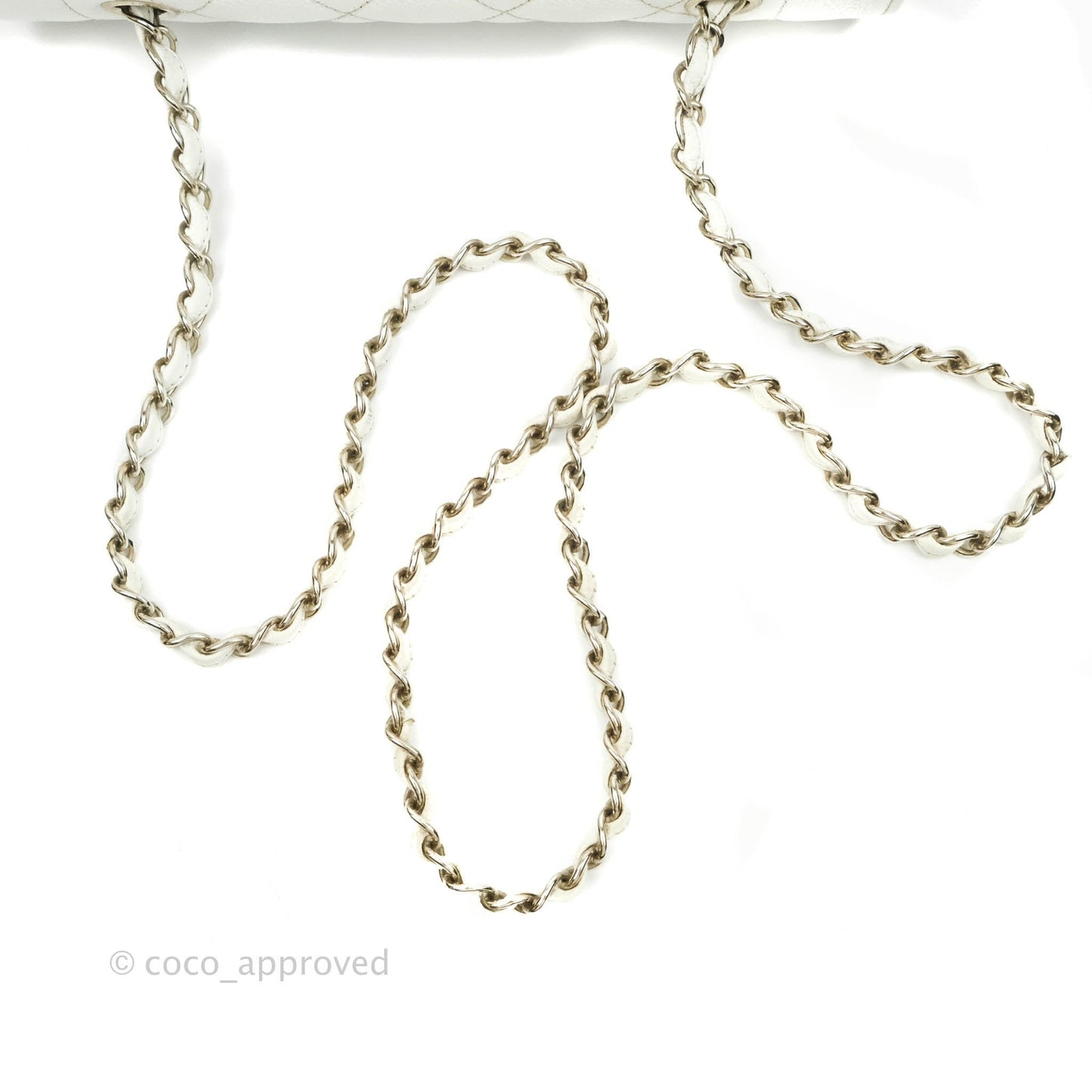 Chanel Vintage Medium Classic Quilted Diana Flap Bag White Caviar Silver Hardware