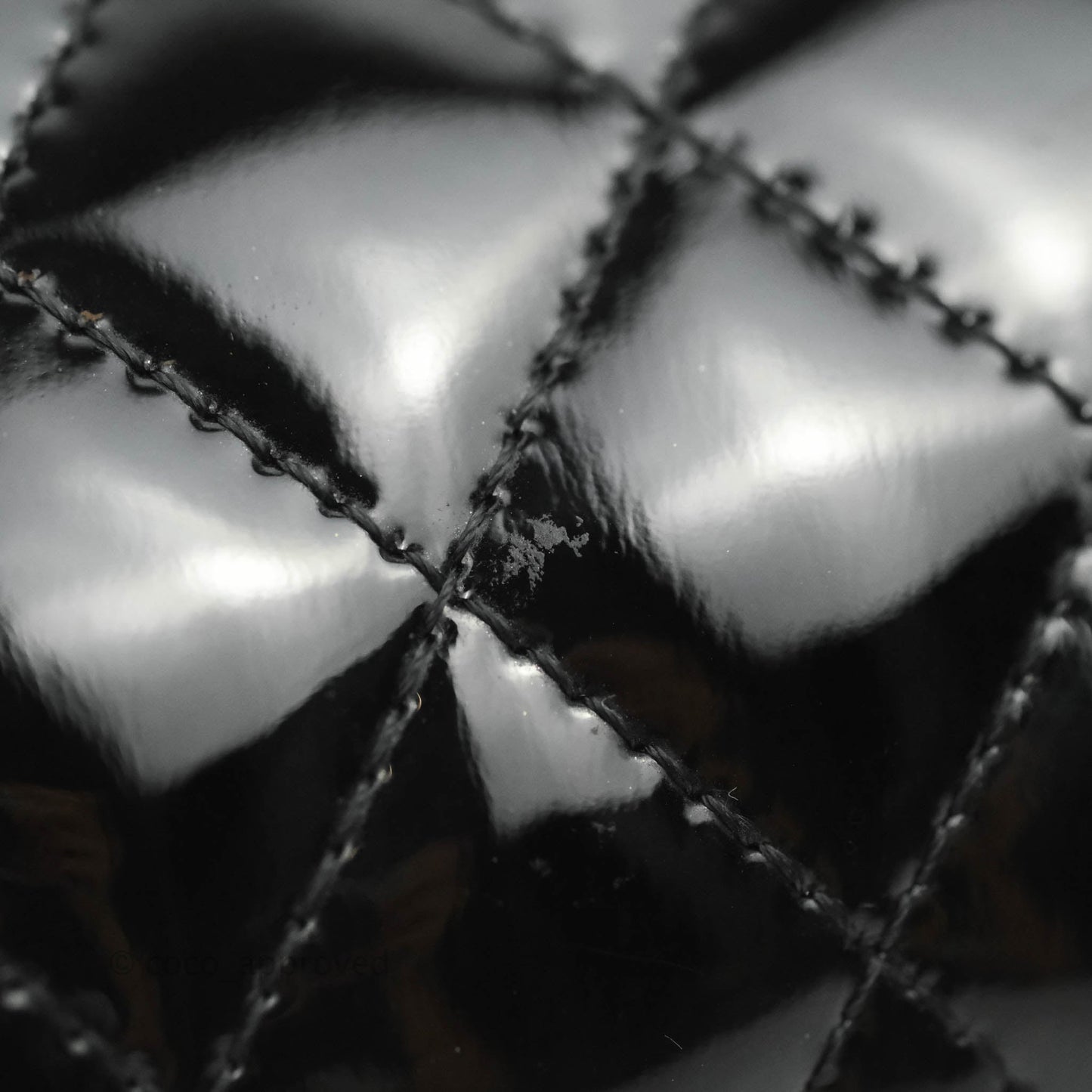 Chanel Quilted Chain Around Clutch Black Patent Silver Hardware