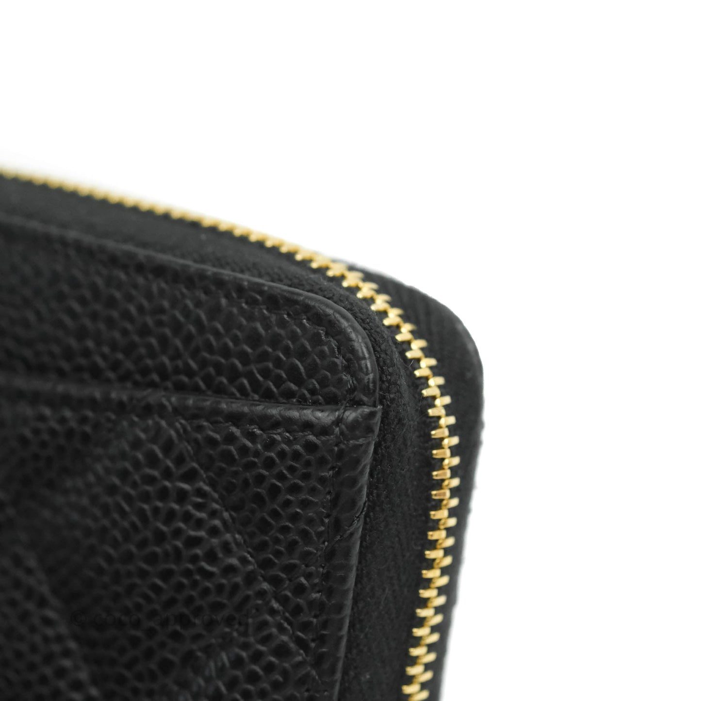 Chanel Classic Zipped Coin Purse Black Caviar Gold Hardware