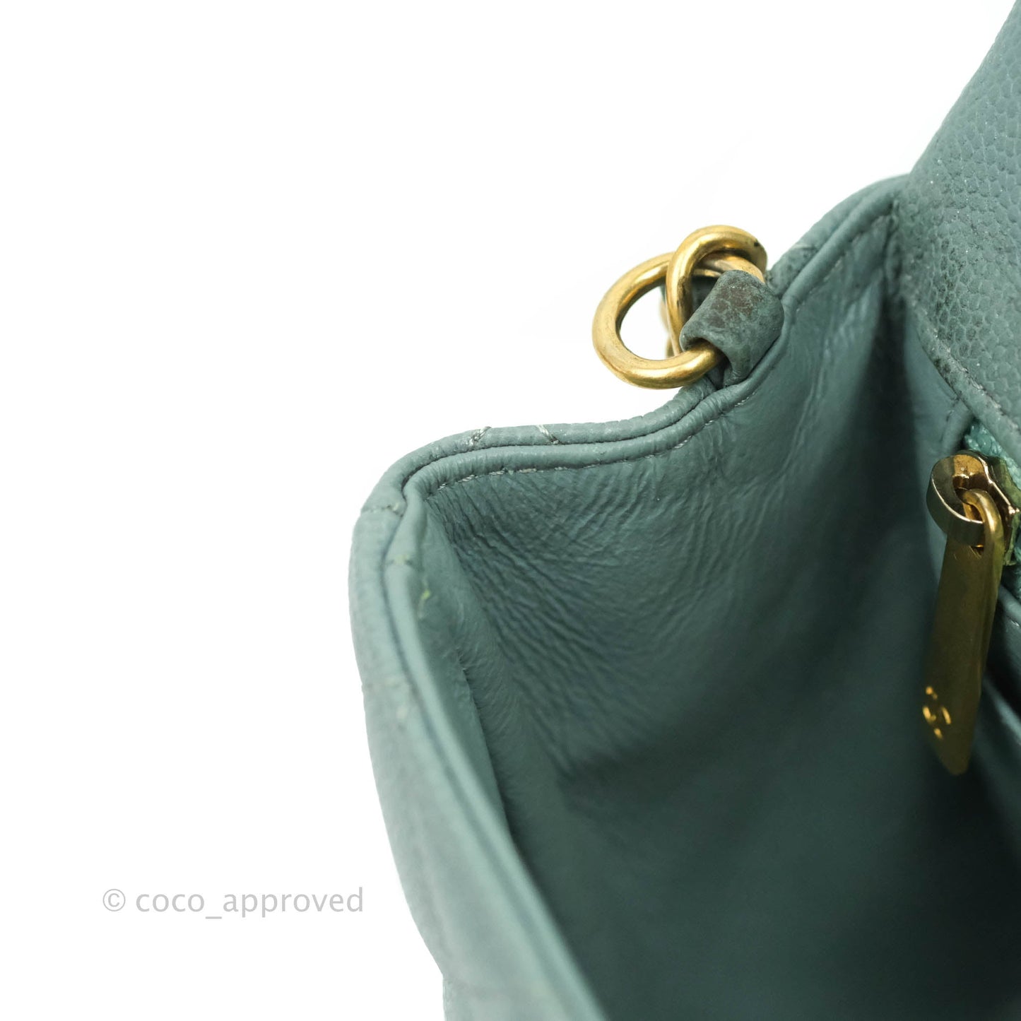 Chanel Quilted Mini Rectangular Flap Iridescent Blue Green Aged Gold Hardware