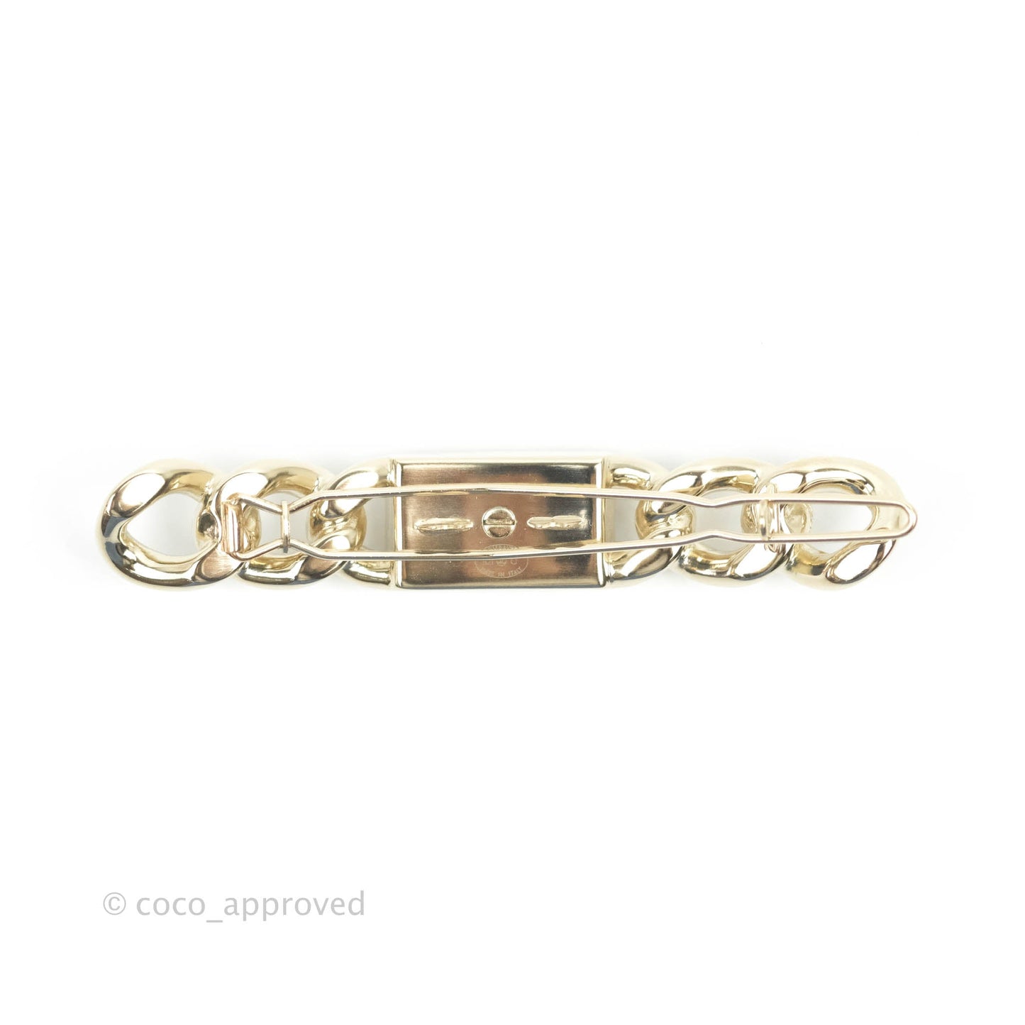 Chanel Crystal Chain CC Hair Clip Barrette Gold 21C