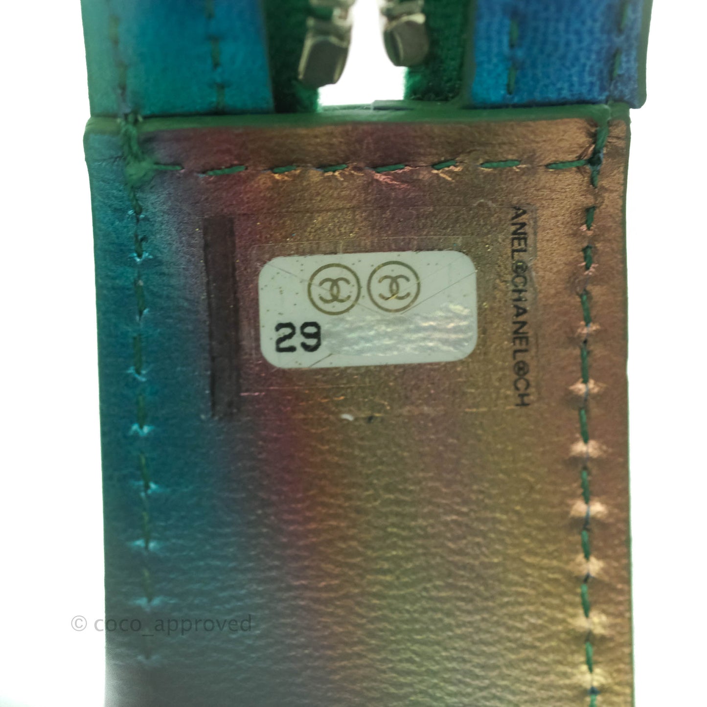 Chanel Filigree Rainbow Green PVC Round Clutch With Chain Silver Hardware 20C