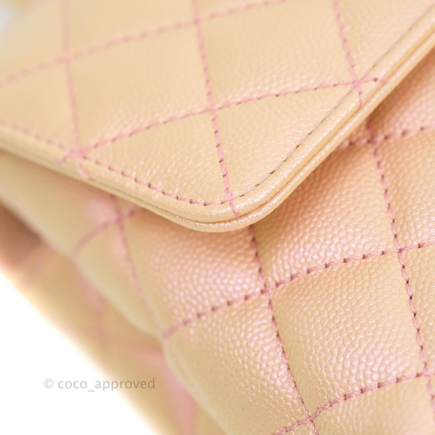 Chanel Small Quilted Coco Handle Iridescent Light Pink Caviar Rainbow Hardware