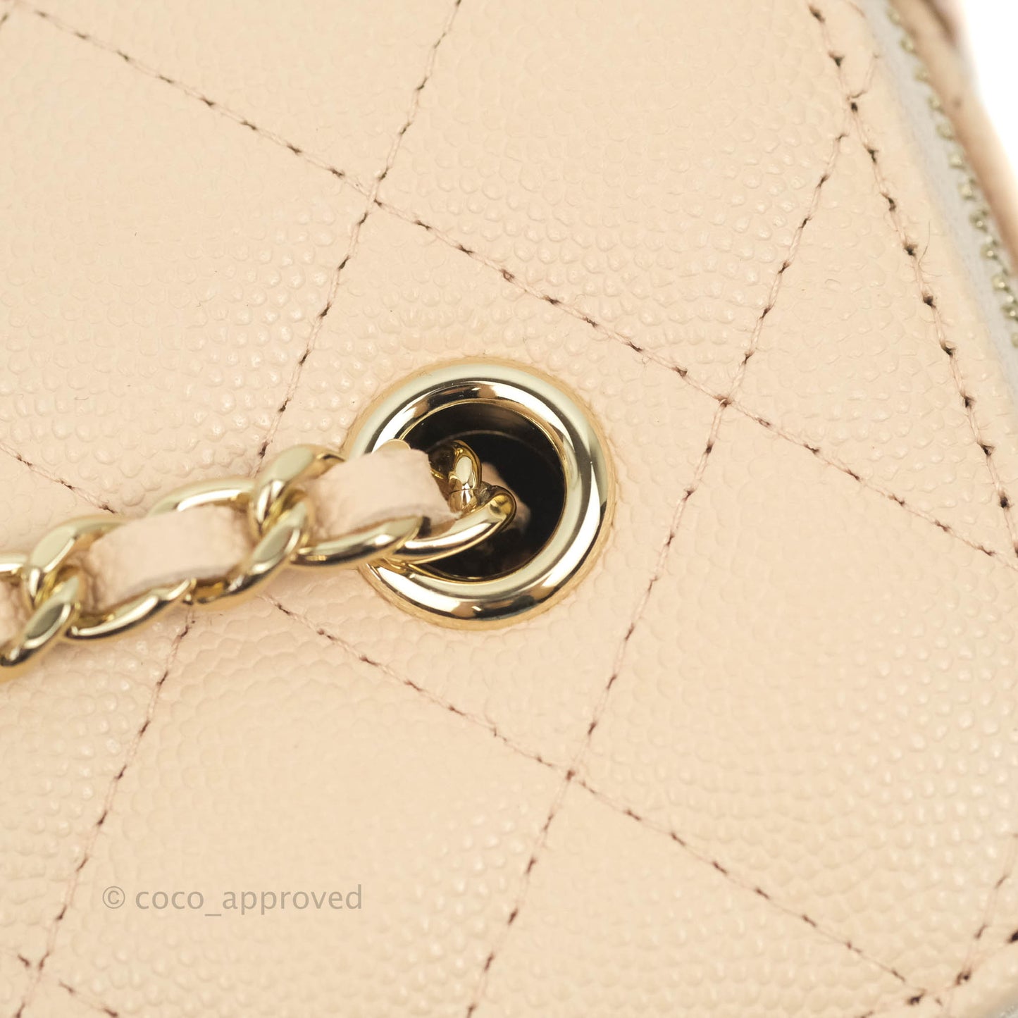 Chanel Classic Vanity Rectangular Light Beige Caviar Gold Hardware 22C