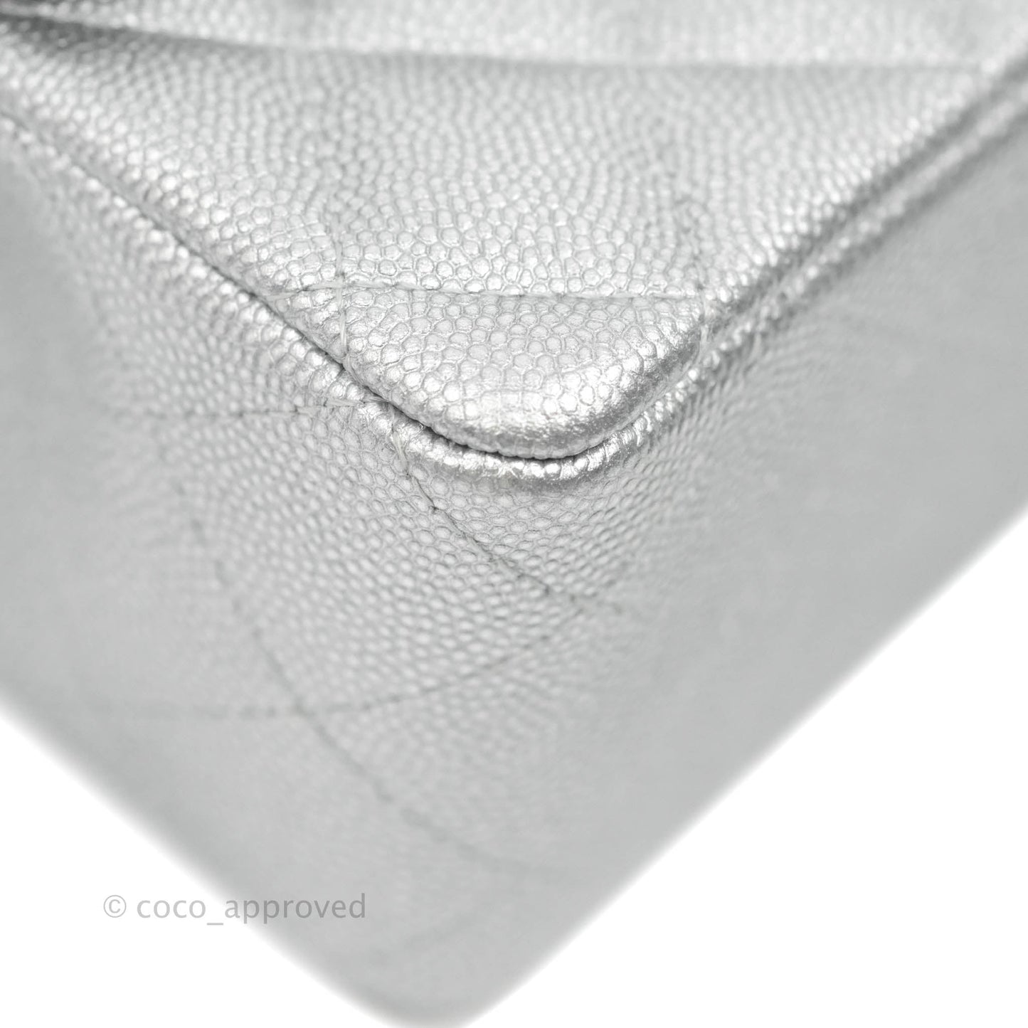 Chanel Top Handle Mini Rectangular Flap Bag Silver Caviar Silver Hardware