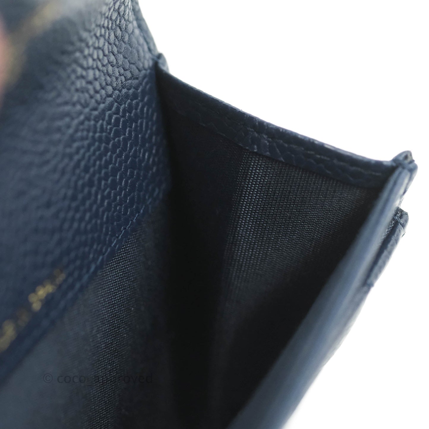 Chanel Quilted Boy Flap Card Holder Navy Caviar Gold Hardware