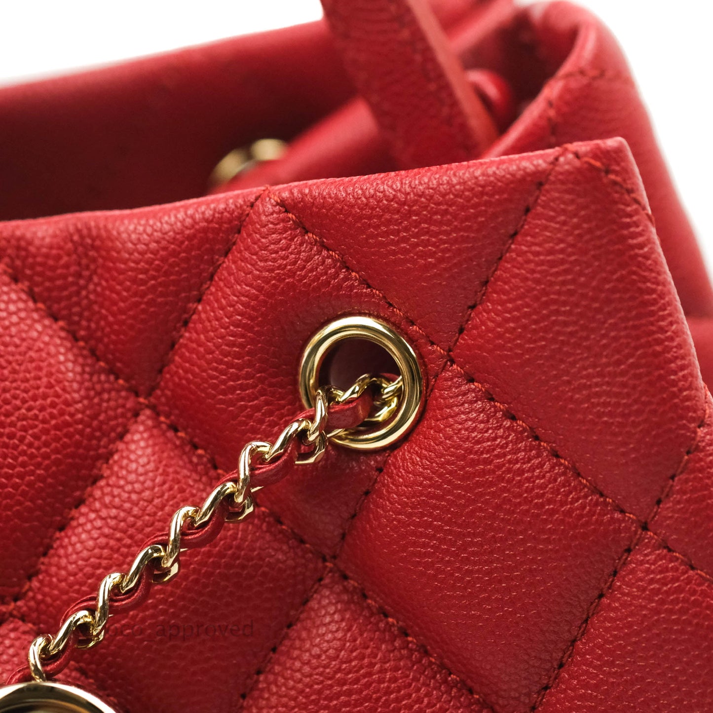 Chanel Medium Quilted Rolled Up Bucket Drawstring Bag Red Caviar Gold Hardware