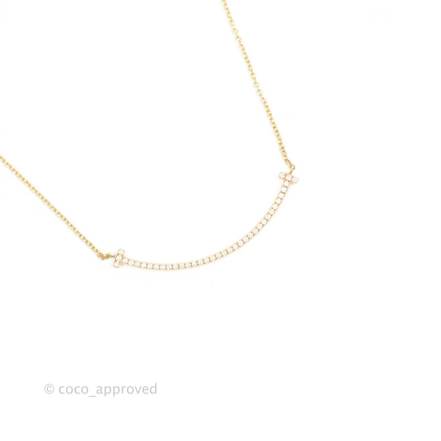 Tiffany & Co. 18K Rose Gold Diamond T Smile Small Pendant