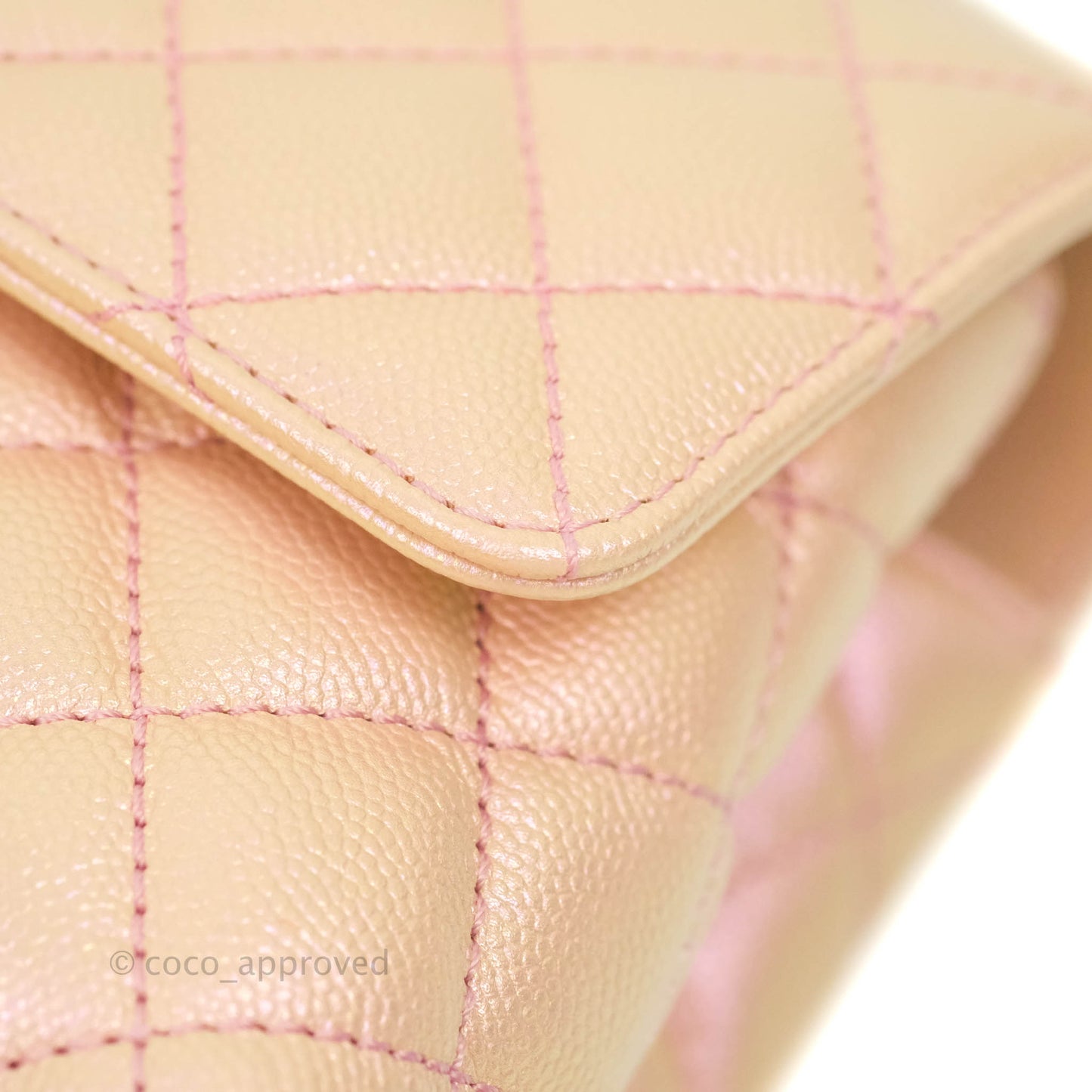 Chanel Small Quilted Coco Handle Iridescent Light Pink Caviar Rainbow Hardware