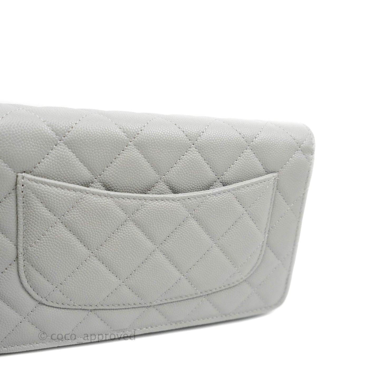 Chanel Quilted Wallet On Chain WOC Grey Caviar Gold Hardware 21A