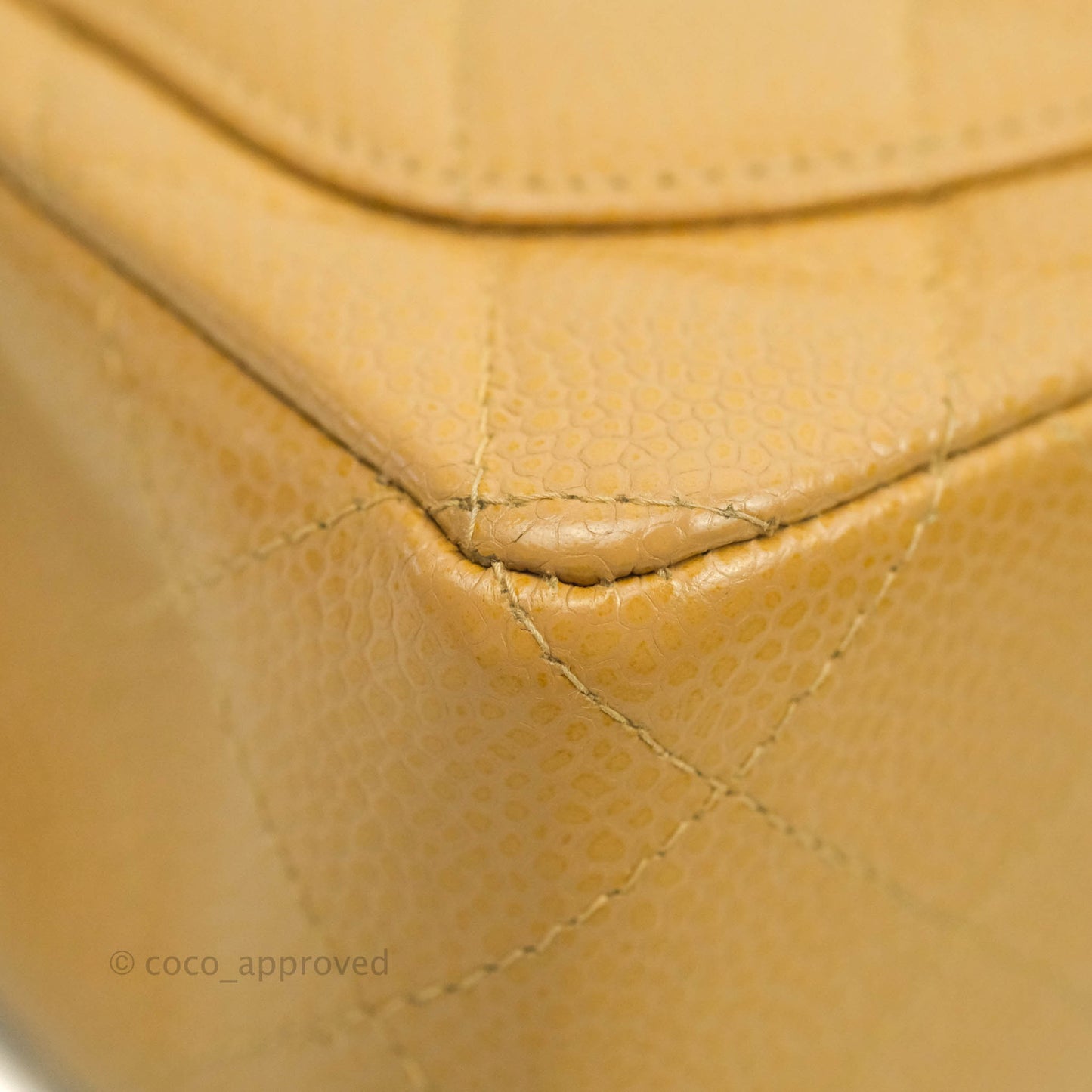 Chanel Vintage Quilted Mini Square Dark Beige Caviar 24K Gold Hardware