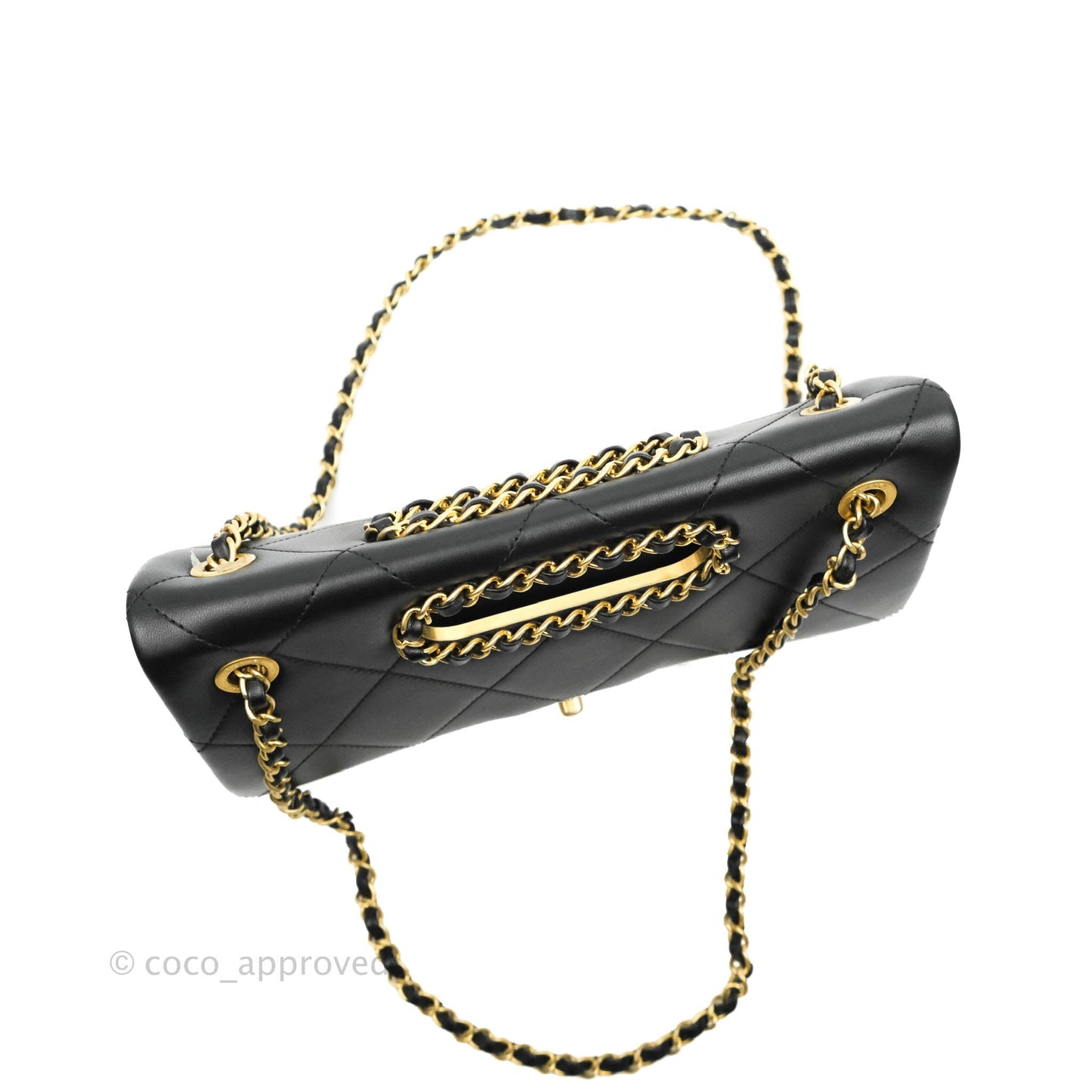Chanel A Real Catch Quilted Flap Bag Black Aged Gold Hardware