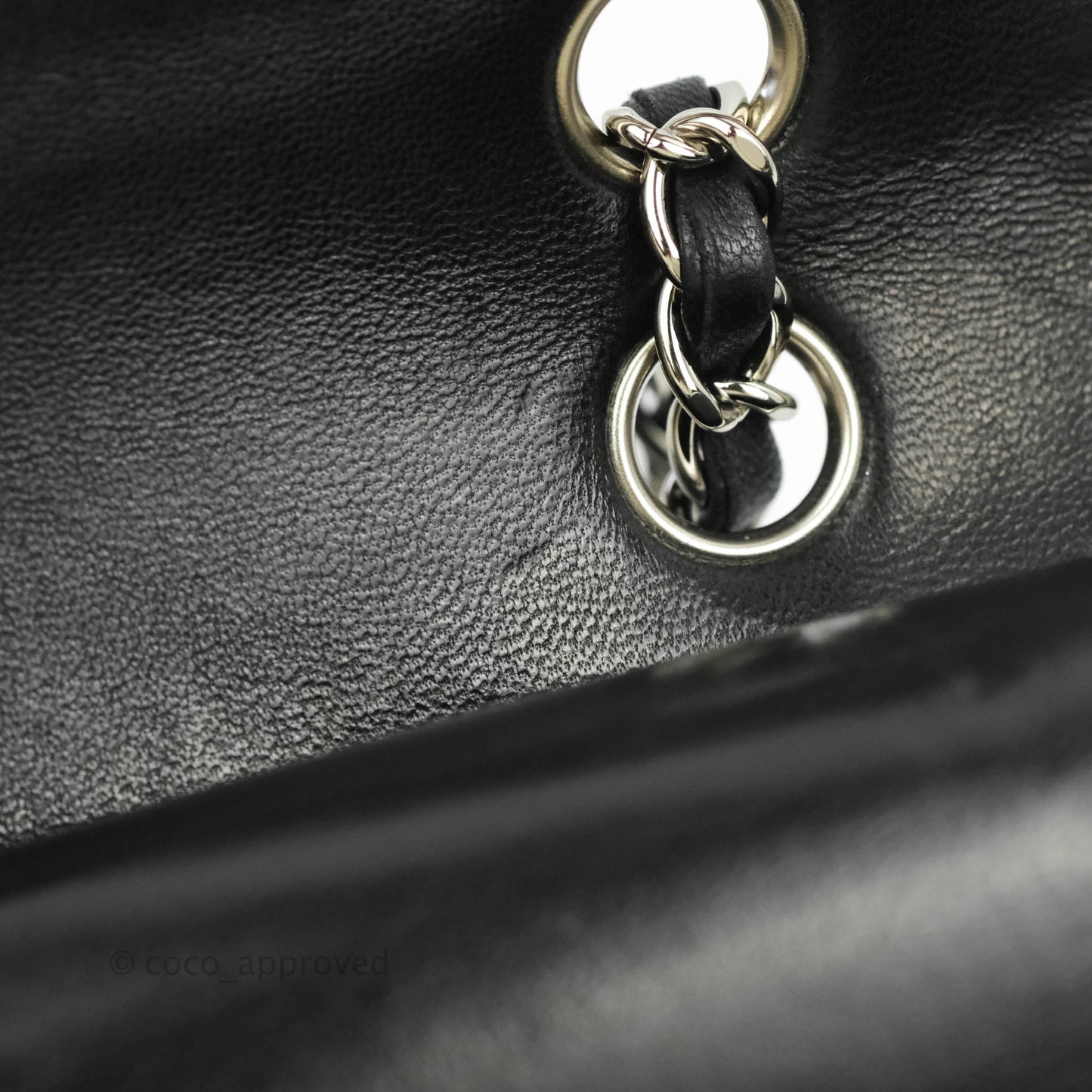Chanel Classic M/L Medium Double Flap Black Lambskin Silver Hardware