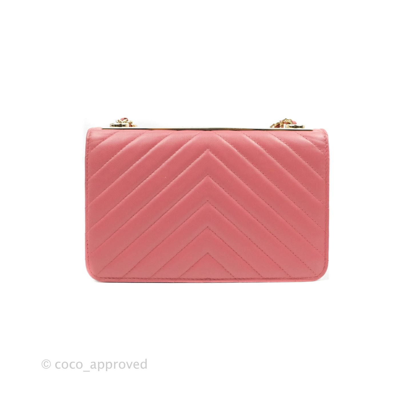 Chanel Trendy CC WOC Wallet on Chain Chevron Pink Lambskin Gold Hardware