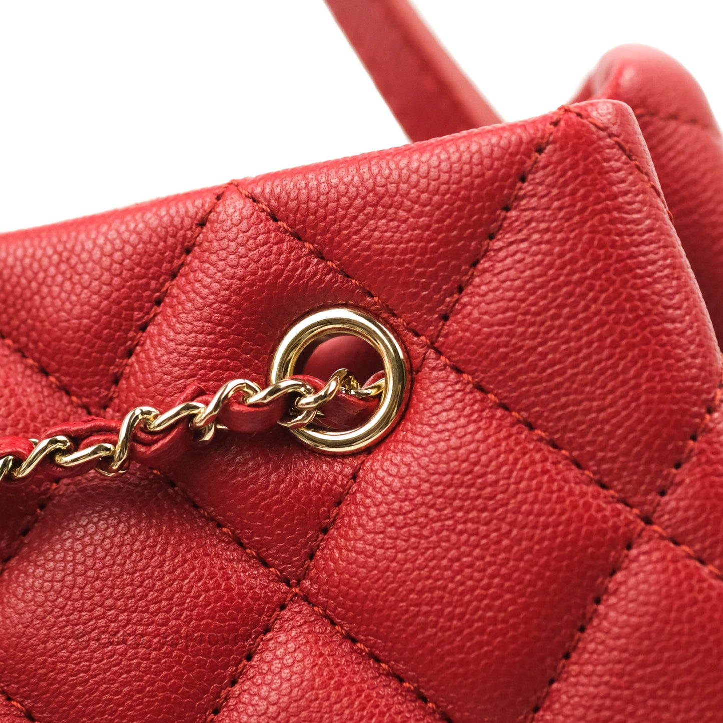 Chanel Medium Quilted Rolled Up Bucket Drawstring Bag Red Caviar Gold Hardware