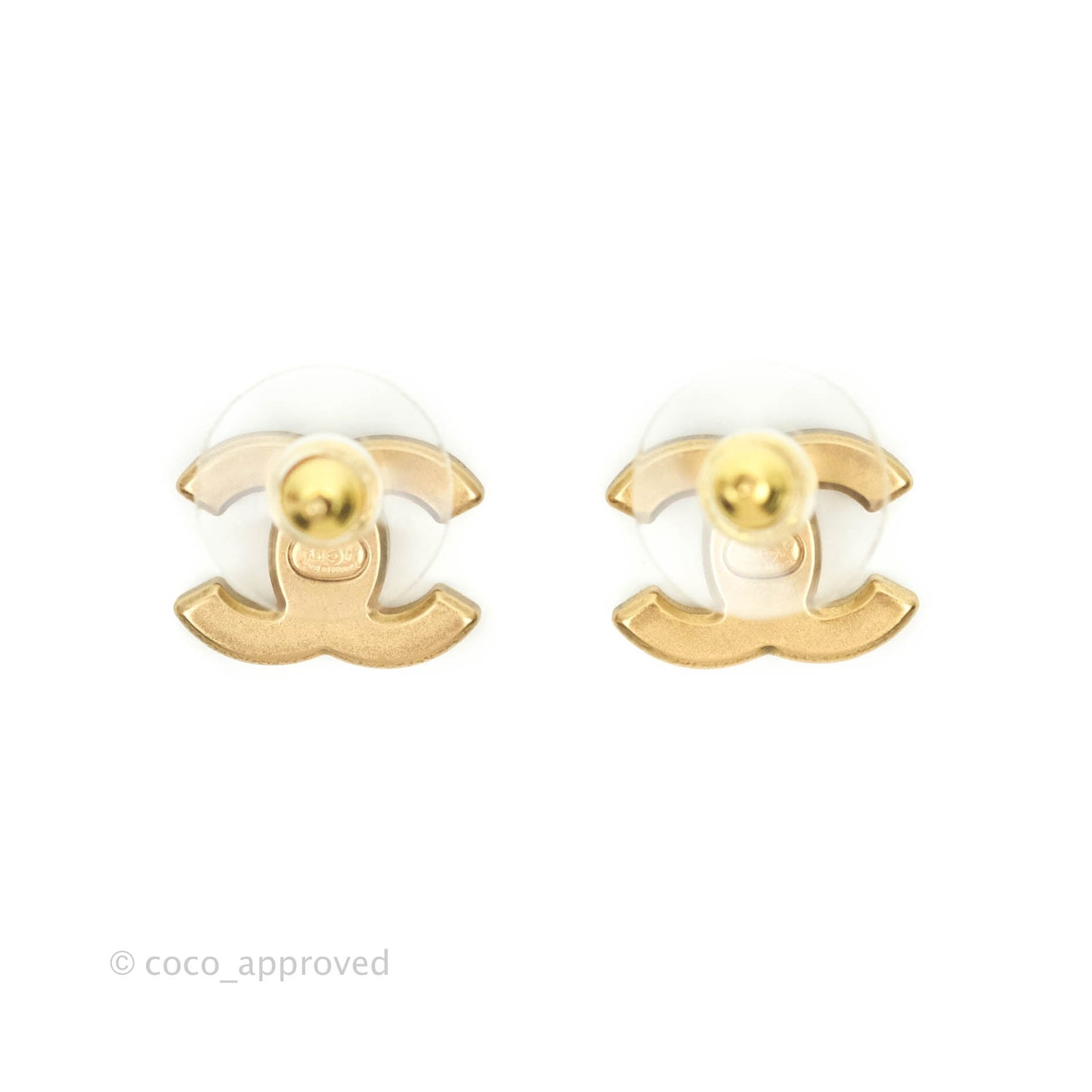 Chanel Crystal CC Earrings Gold Tone 21V