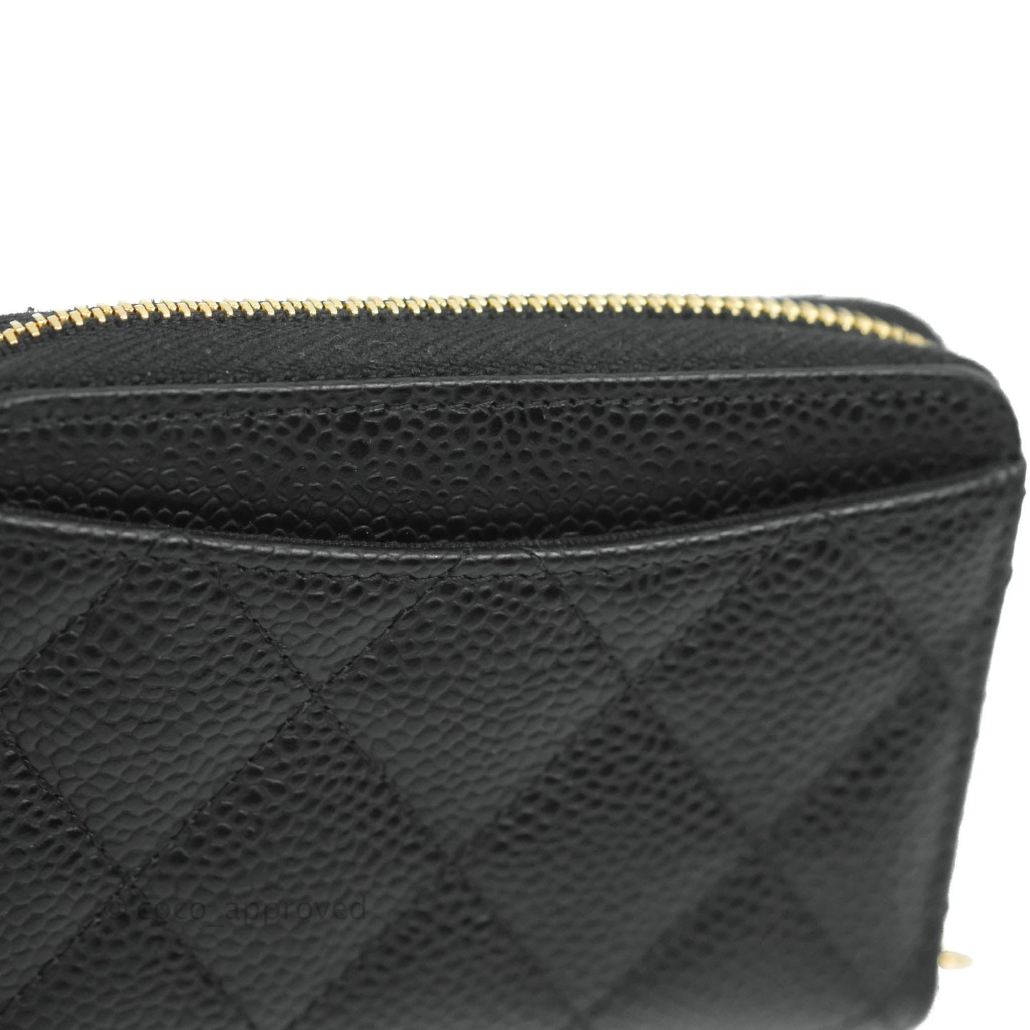Chanel Classic Zipped Coin Purse Black Caviar Gold Hardware