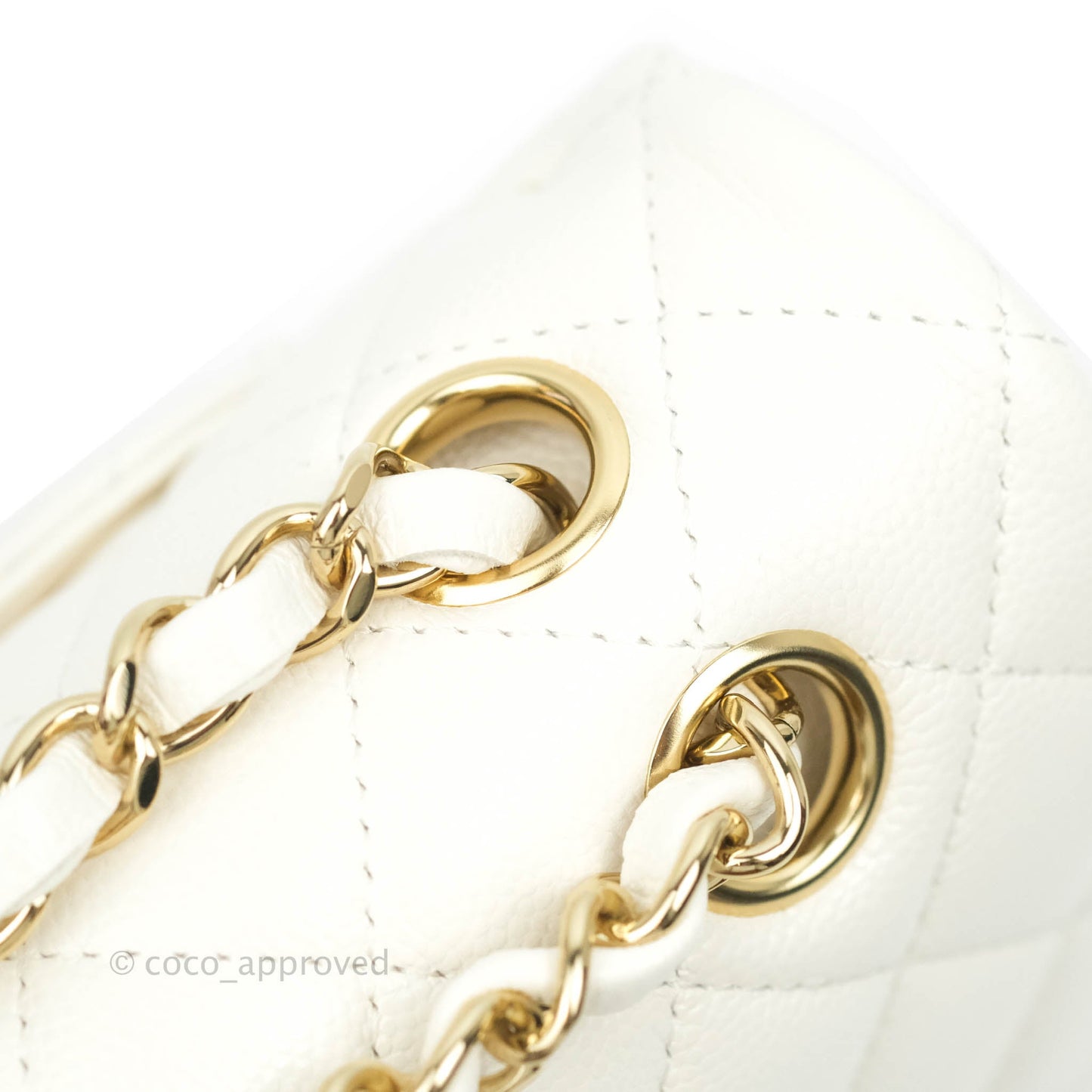 Chanel Classic Quilted Small S/M Flap White Caviar Gold Hardware