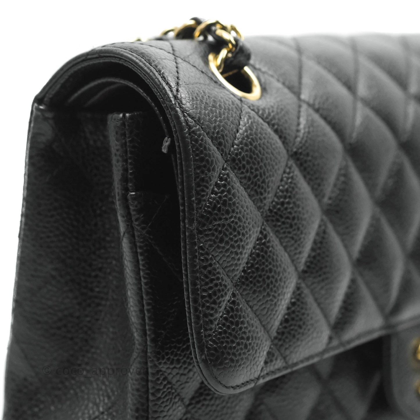 Chanel Classic M/L Medium Double Flap Black Caviar Gold Hardware
