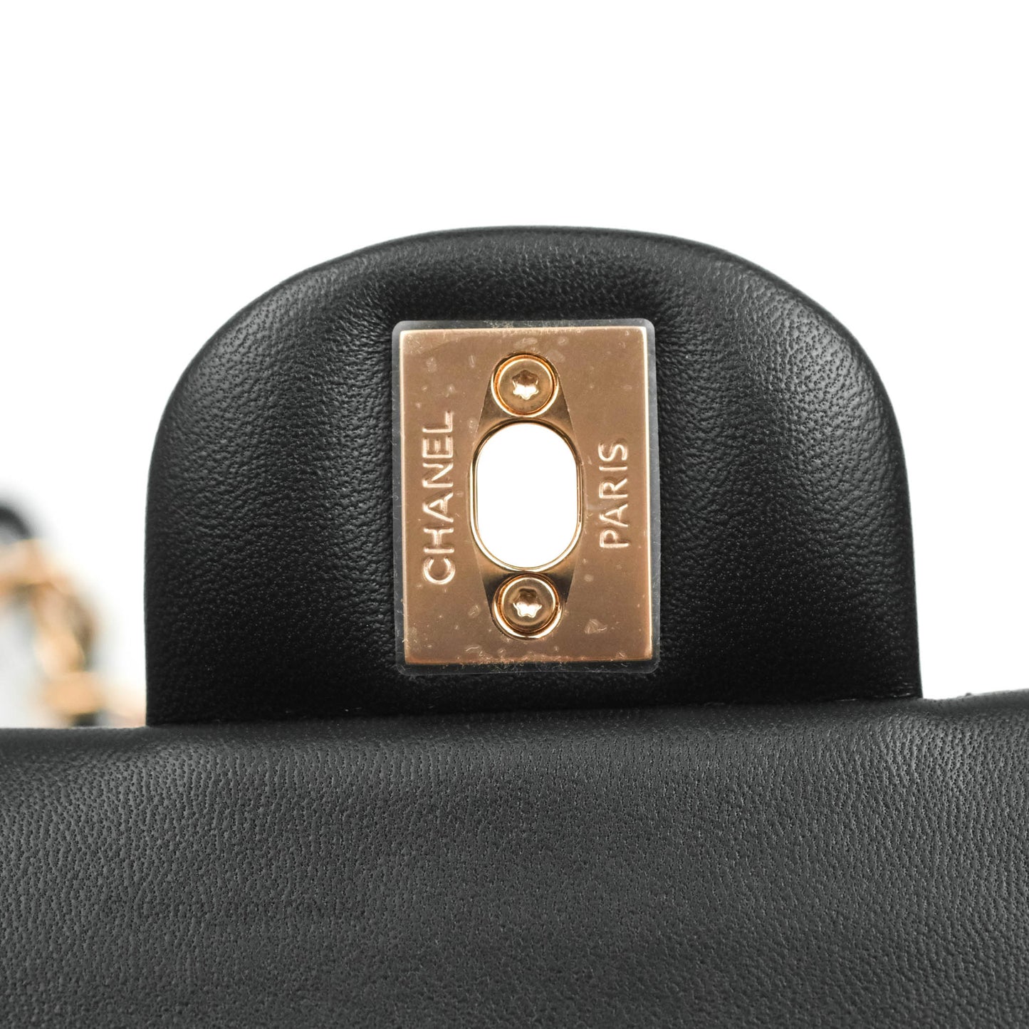 Chanel Classic Small S/M Flap Black Lambskin Rose Pink-Gold Hardware