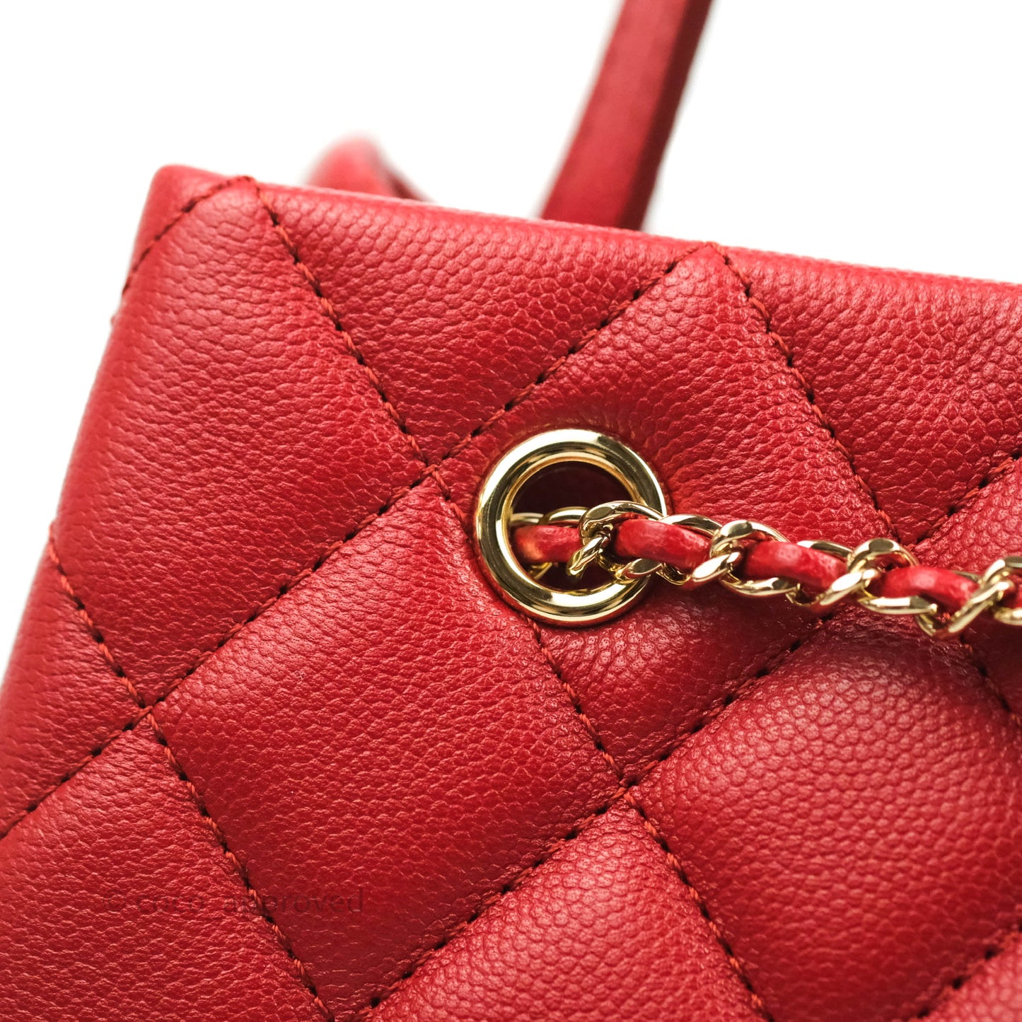 Chanel Medium Quilted Rolled Up Bucket Drawstring Bag Red Caviar Gold Hardware