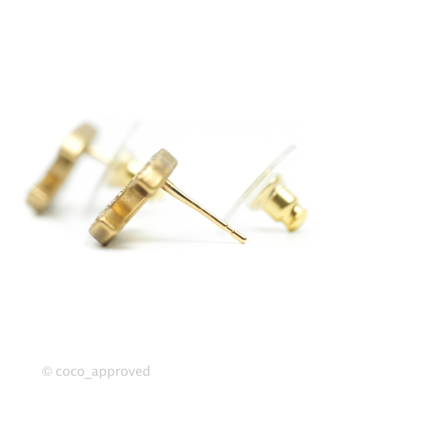 Chanel Crystal CC Earrings Gold Tone 21V