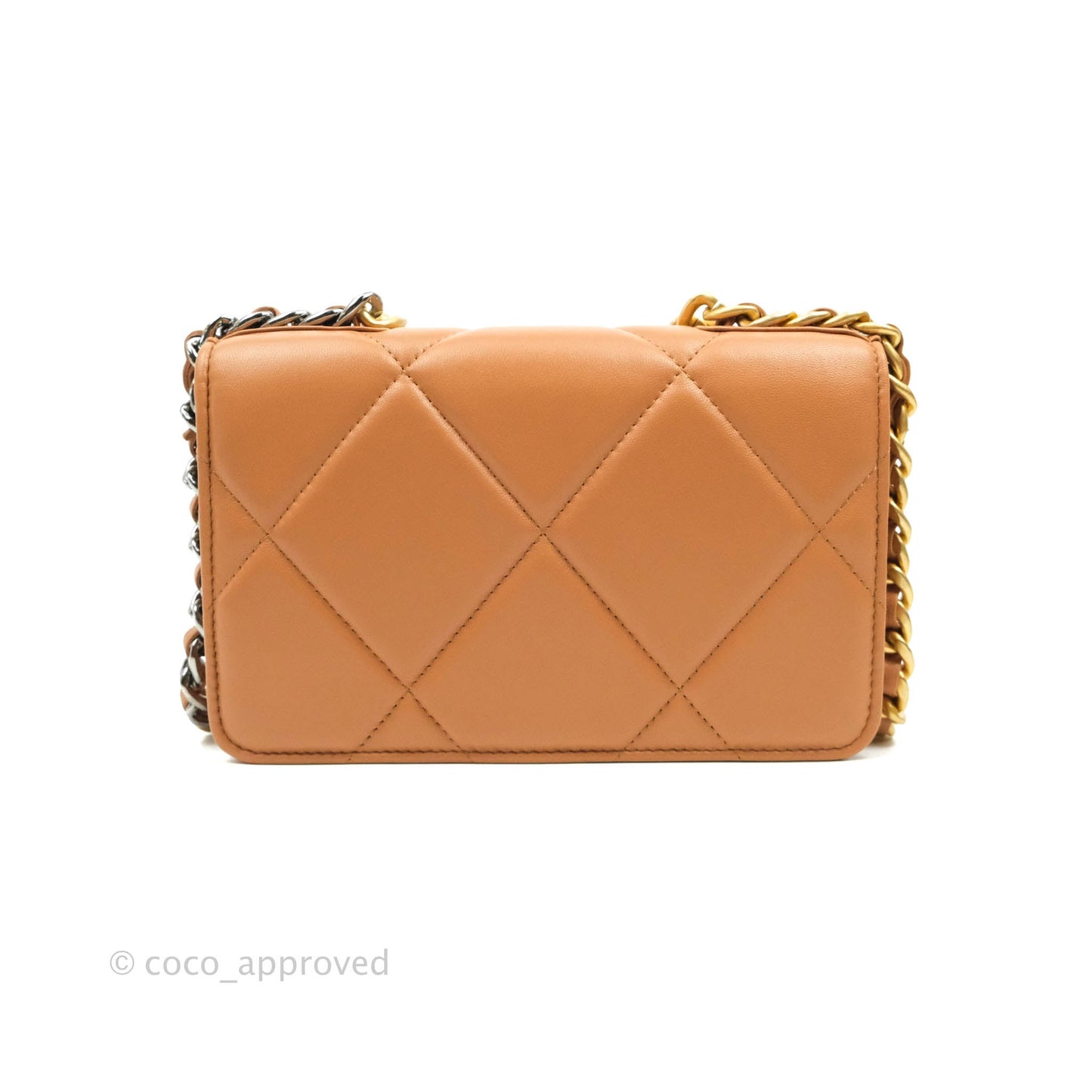Chanel 19 Wallet on Chain WOC Dark Beige Caramel Lambskin Mixed Hardware 21K