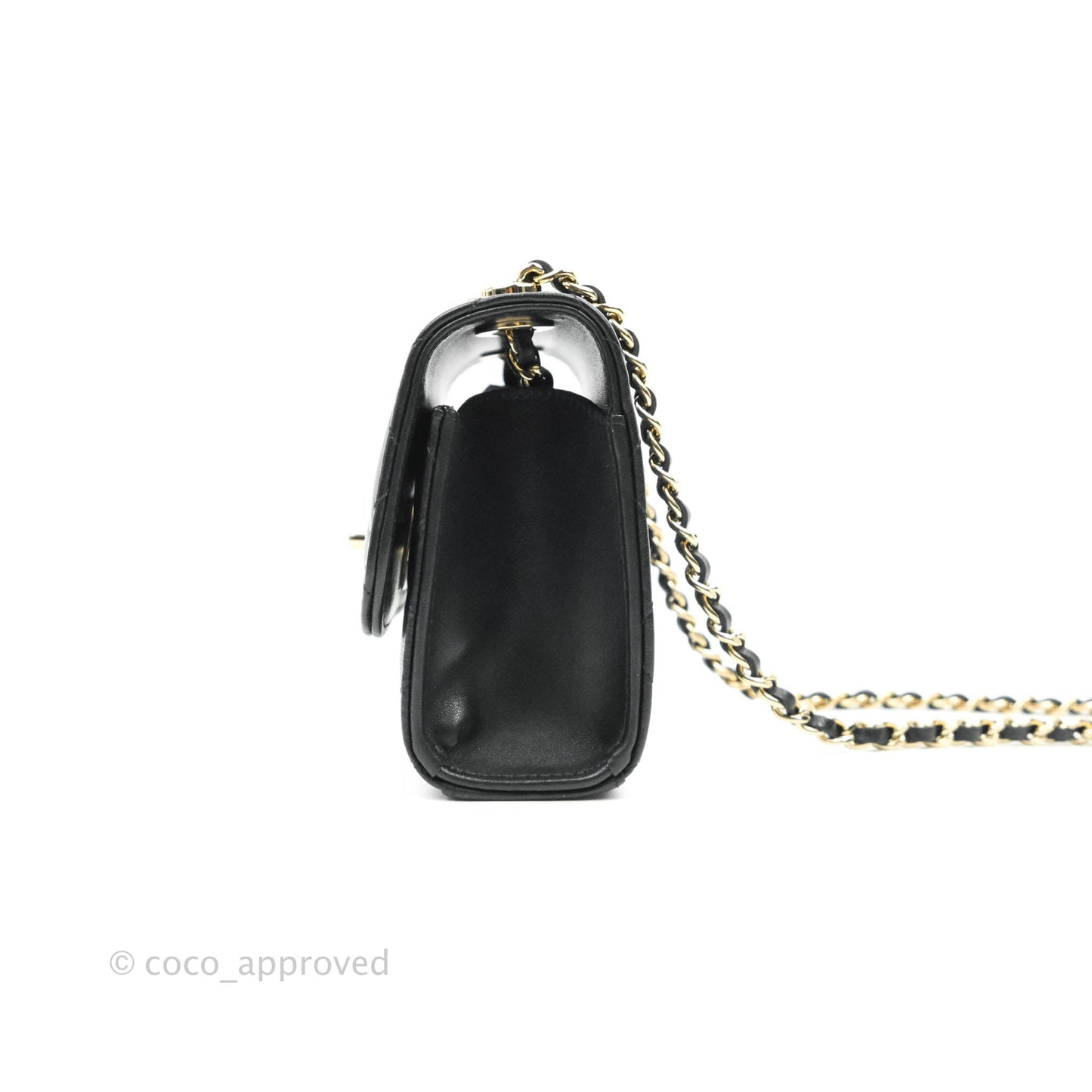 Chanel Small Quilted Trendy CC Clutch With Chain Black Lambskin Gold Hardware