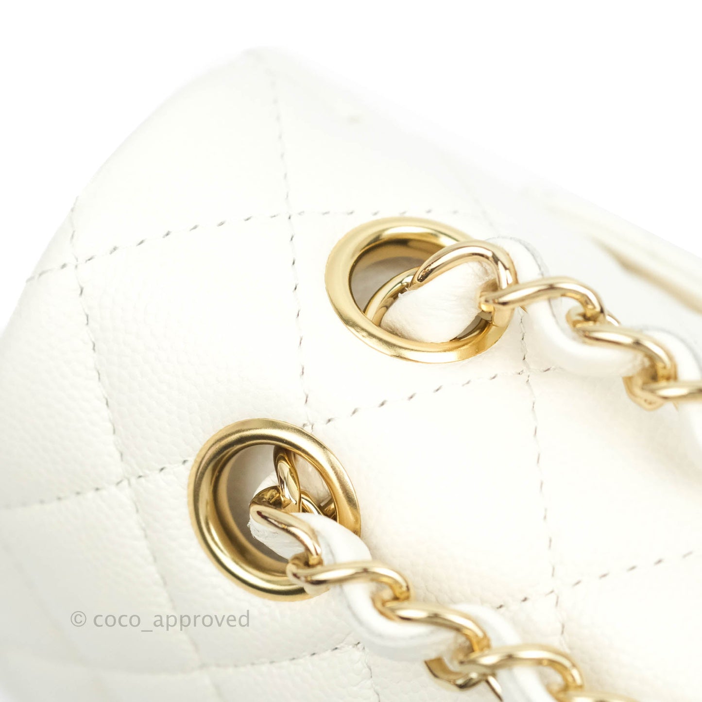Chanel Classic Quilted Small S/M Flap White Caviar Gold Hardware