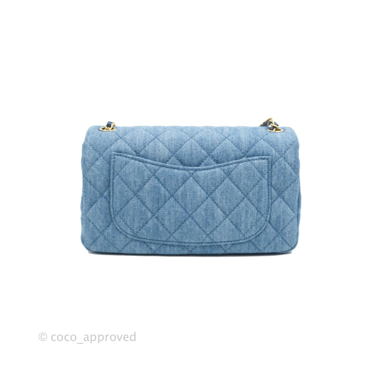Chanel Mini Rectangular Pearl Crush Quilted Denim Aged Gold Hardware 22C