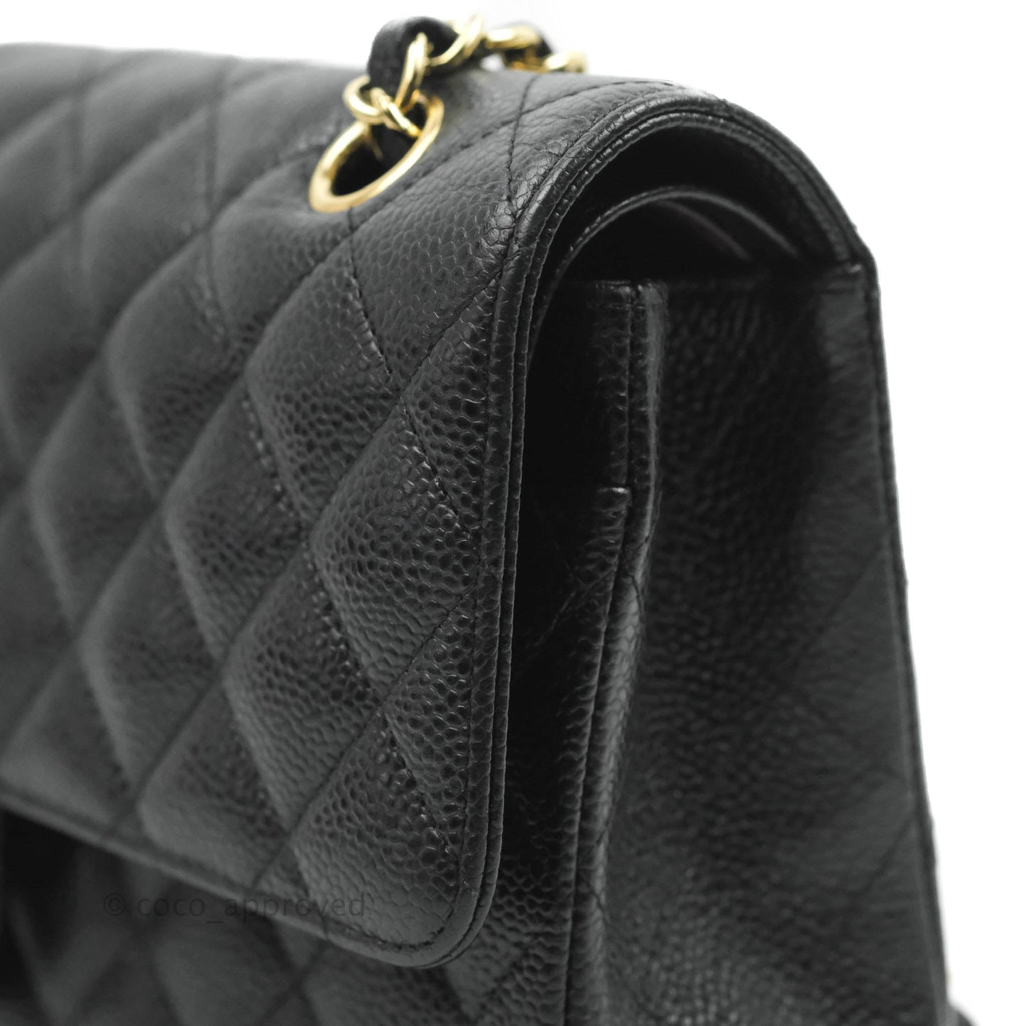 Chanel Classic M/L Medium Double Flap Black Caviar Gold Hardware