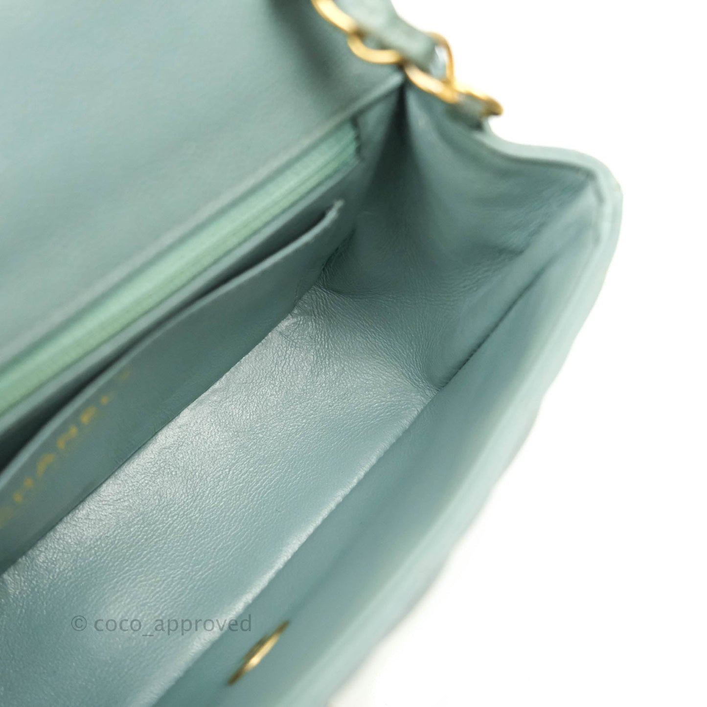 Chanel Quilted Mini Rectangular Flap Iridescent Blue Green Aged Gold Hardware