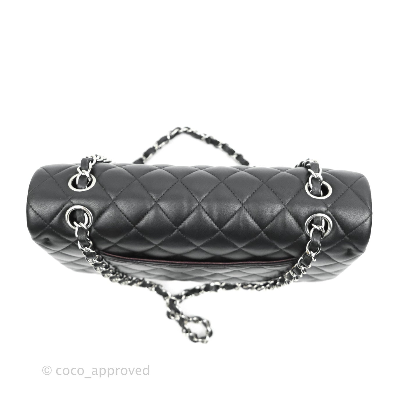 Chanel Classic M/L Medium Double Flap Black Lambskin Silver Hardware