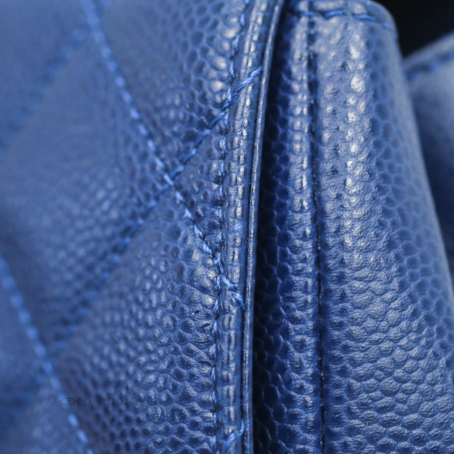 Chanel Mini Carry Around Flap Bag Blue Caviar Aged Gold Hardware