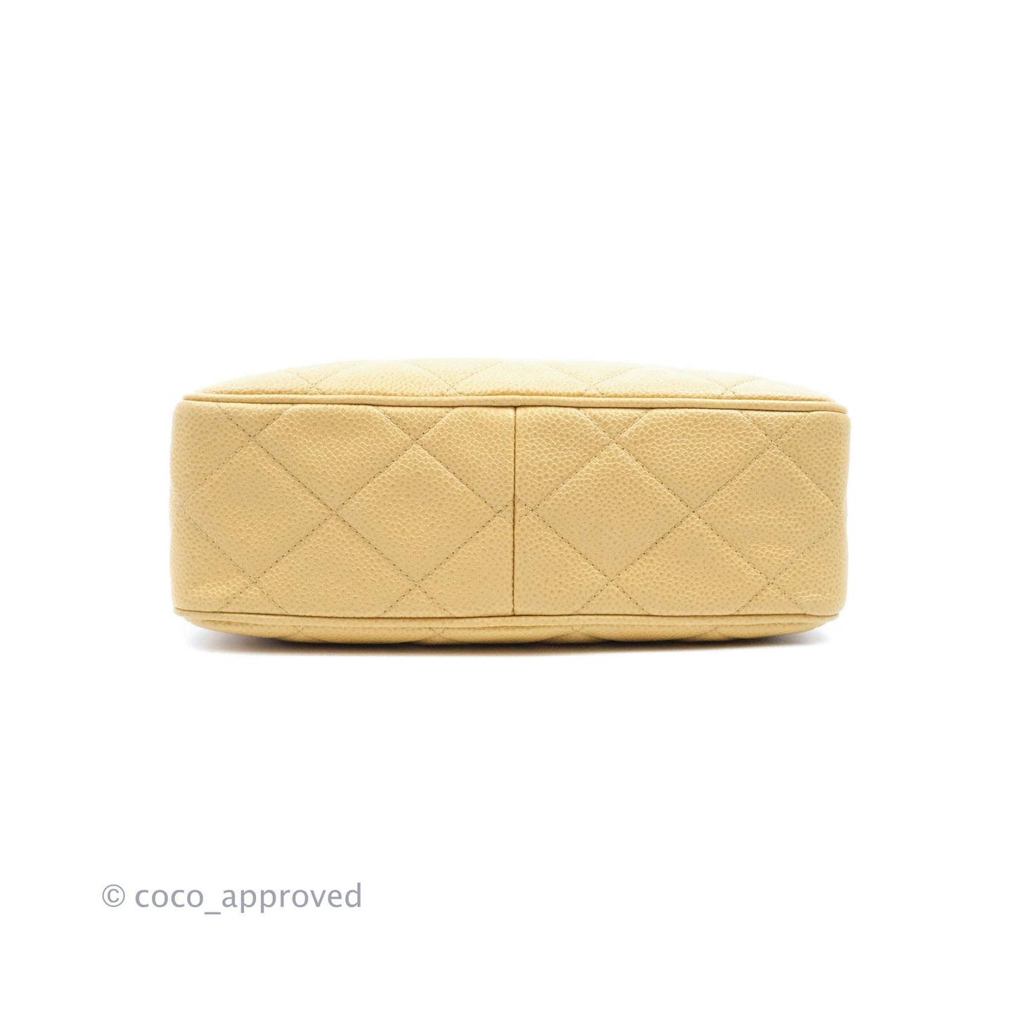 Chanel Vintage CC Large Square Camera Bag Beige Caviar 24K Gold Hardware