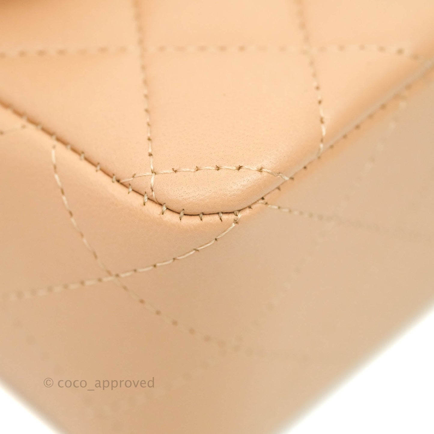 Chanel Top Handle Mini Rectangular Flap Bag Beige Lambskin Aged Gold Hardware