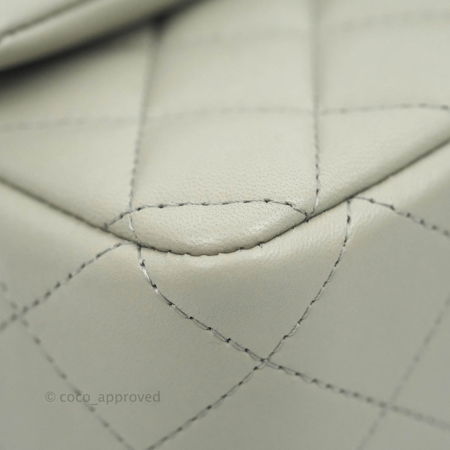 Chanel Quilted Mini Rectangular Flap Light Grey Lambskin Gold Hardware 22C