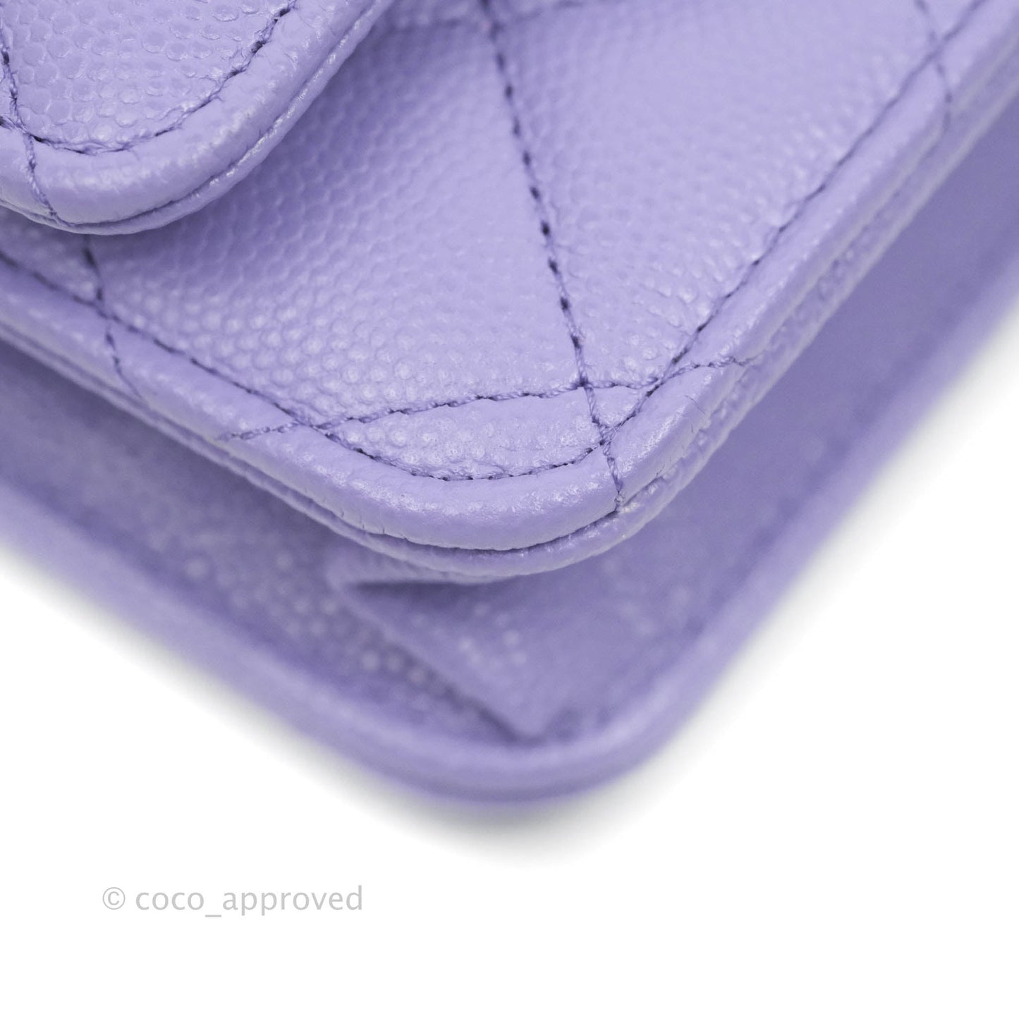 Chanel Quilted Wallet on Chain WOC Purple Caviar Gold Hardware 20S