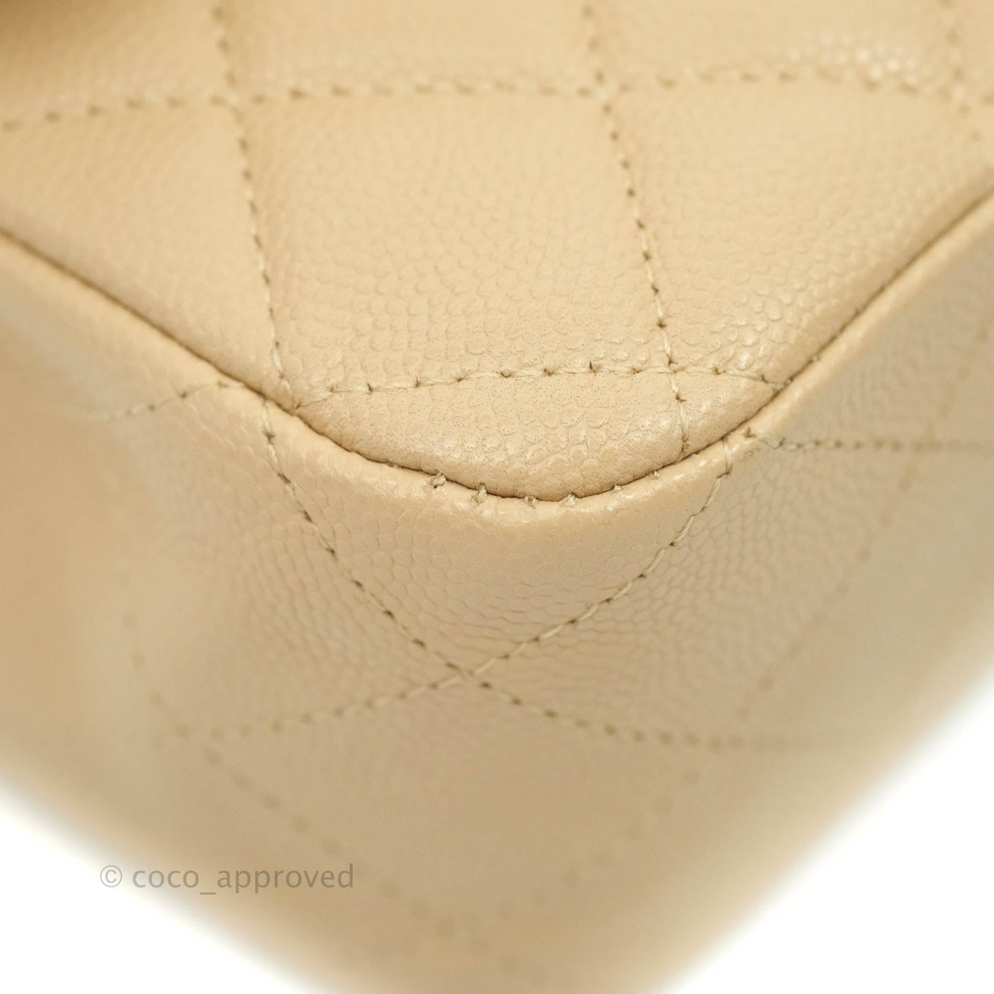Chanel Quilted M/L Medium Double Flap Beige Caviar Gold Hardware 19C