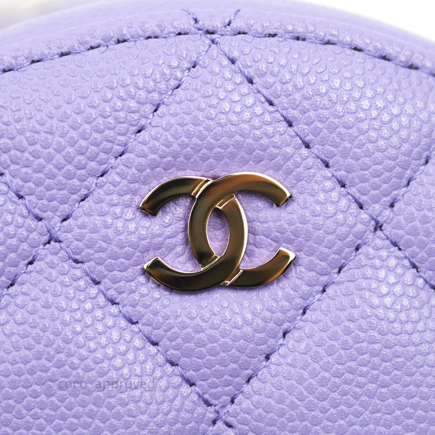 Chanel Round Circle Bag Purple Caviar Gold Hardware 20S