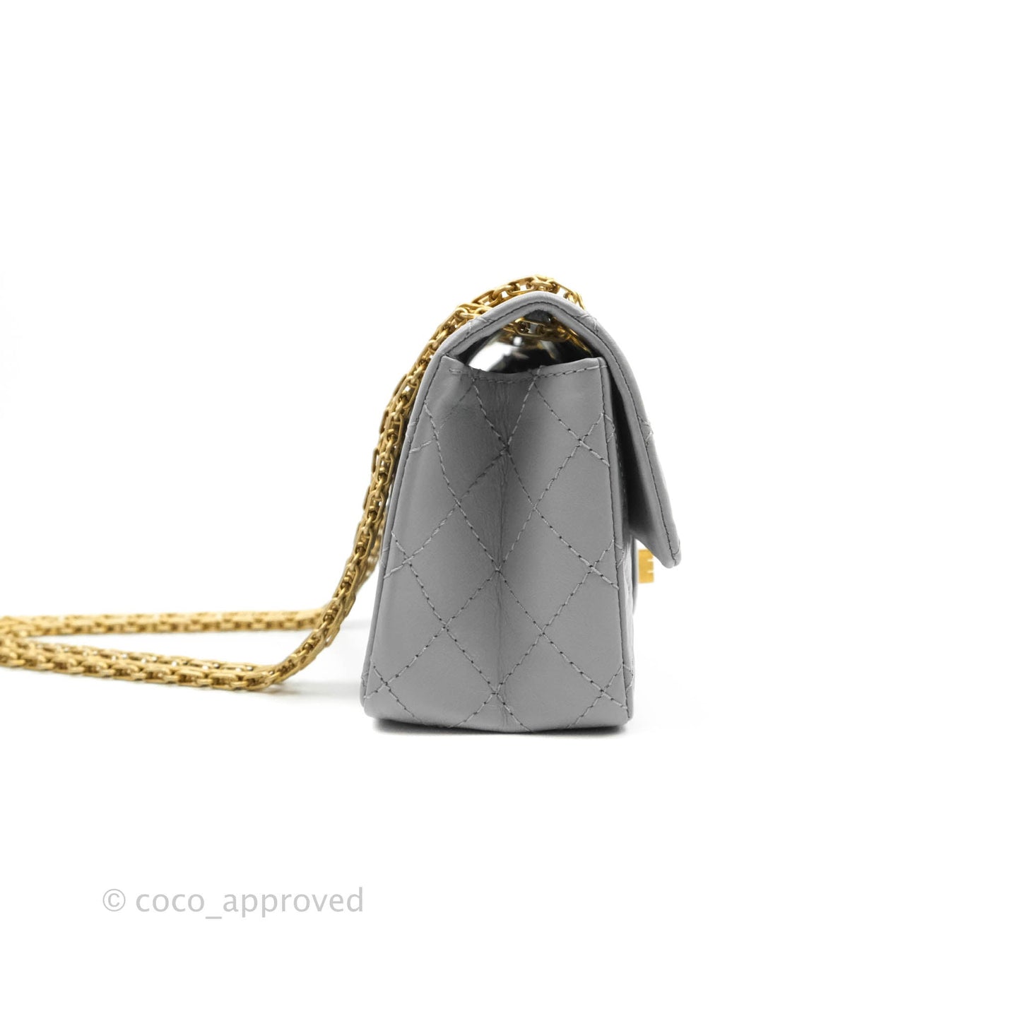 Chanel Mini Reissue 224 Grey Aged Calfskin Aged Gold Hardware