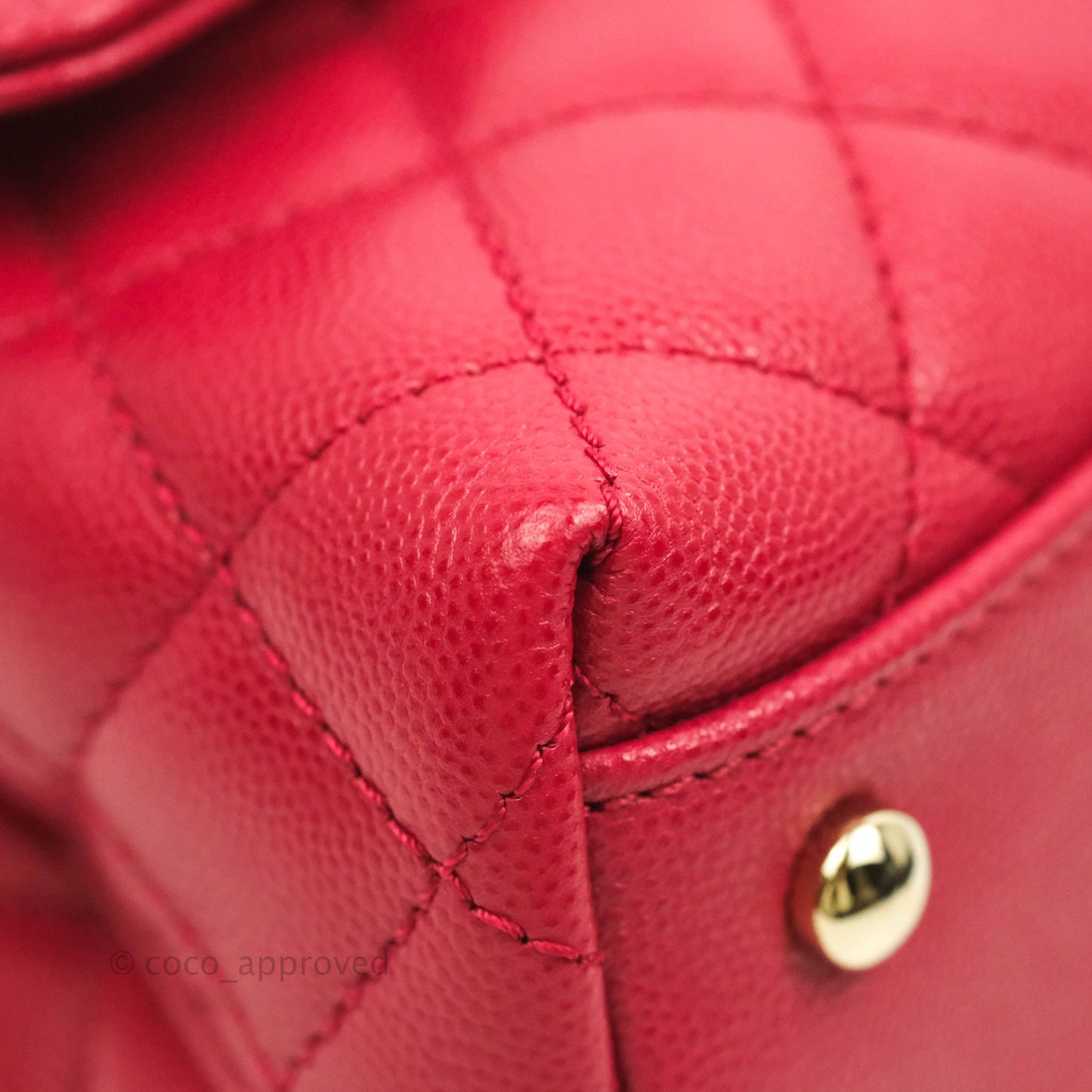 Chanel Small (Mini) Coco Handle Quilted Rosy Red Caviar Gold Hardware 21A