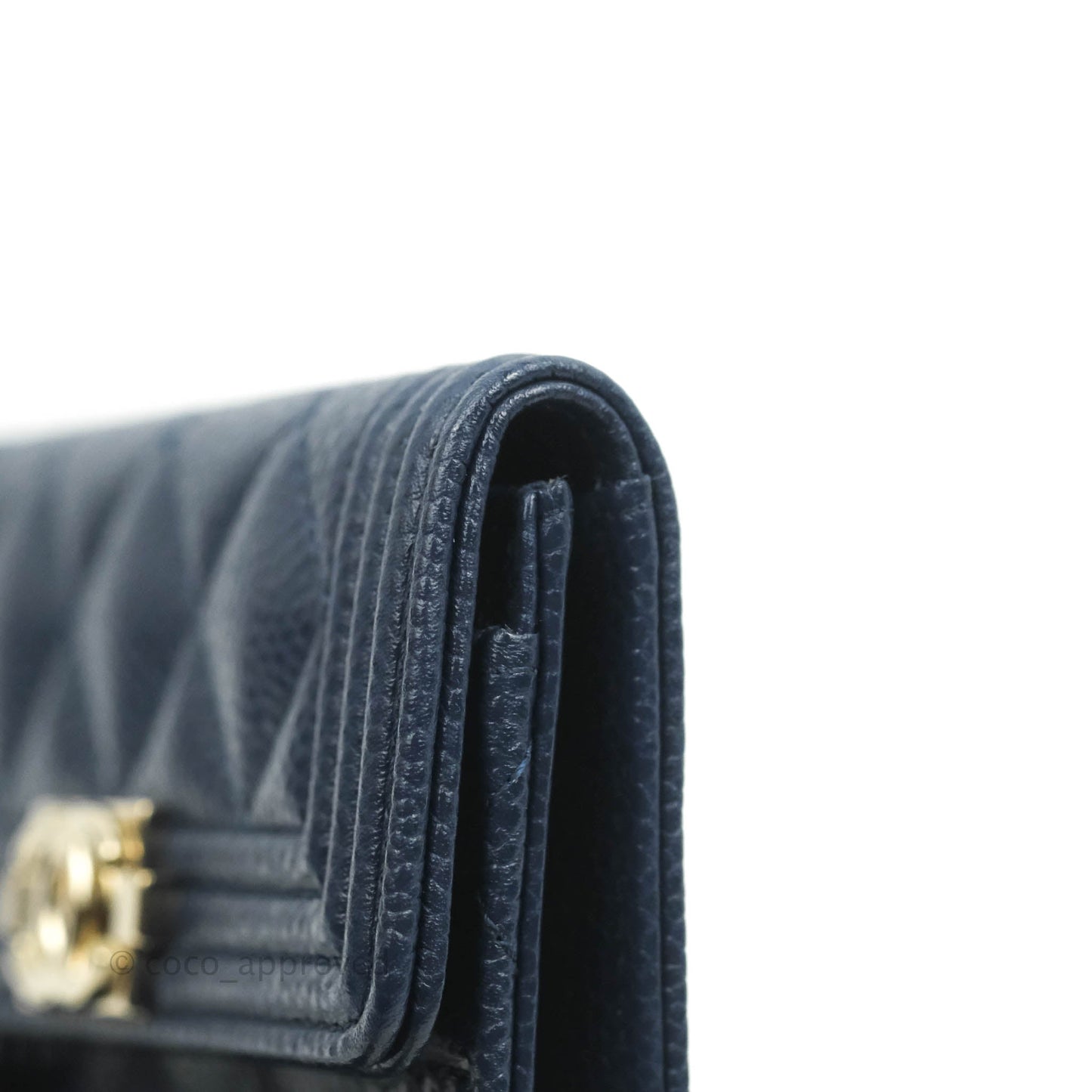 Chanel Quilted Boy Flap Card Holder Navy Caviar Gold Hardware