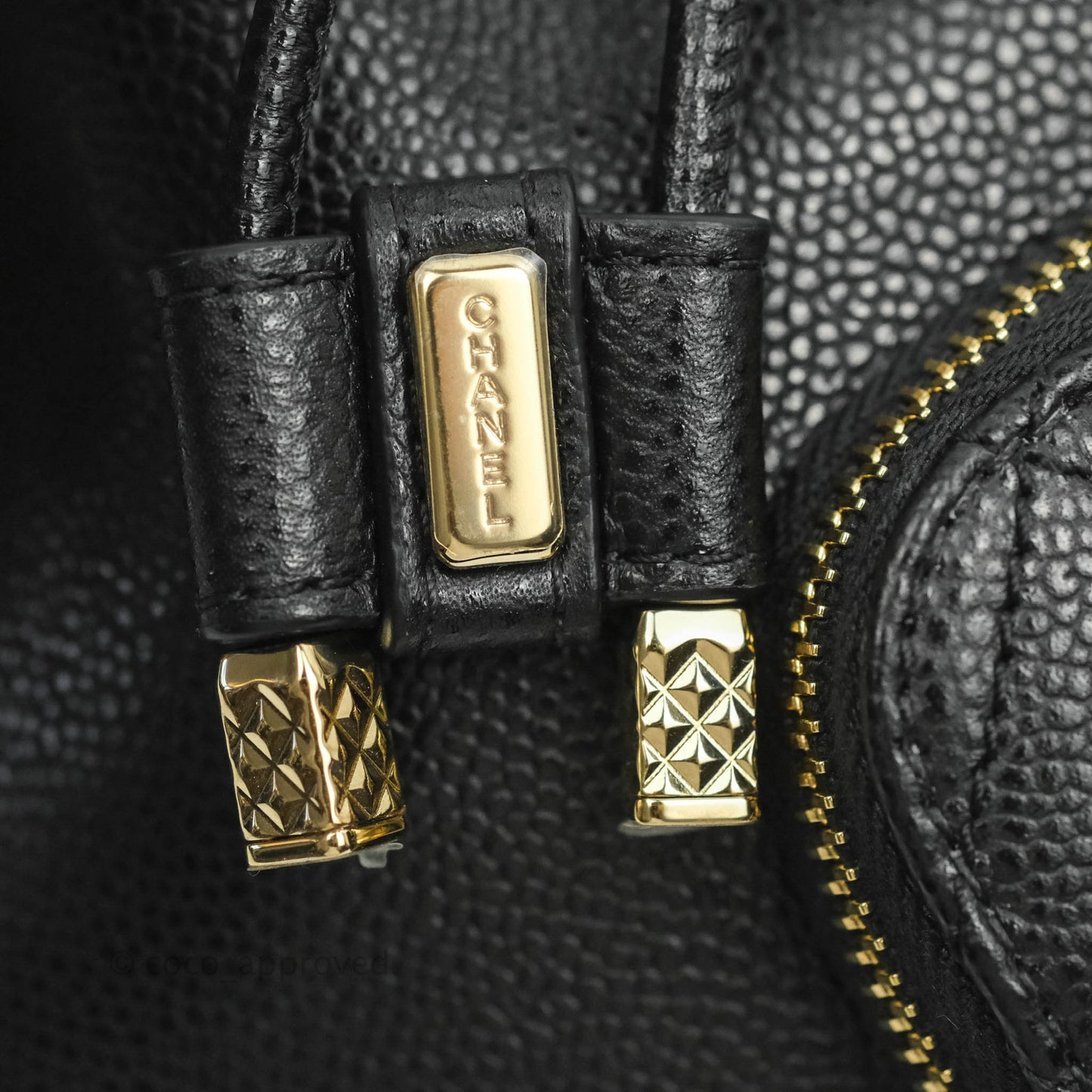 Chanel Business Affinity Drawstring Bucket Bag Black Caviar Gold Hardware 21P
