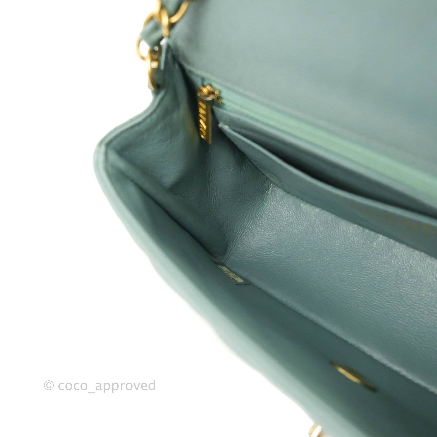 Chanel Quilted Mini Rectangular Flap Iridescent Blue Green Aged Gold Hardware