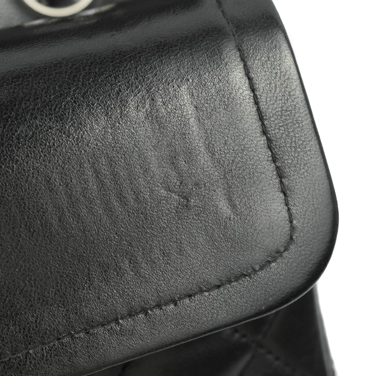 Chanel Classic M/L Medium Double Flap Black Lambskin Silver Hardware
