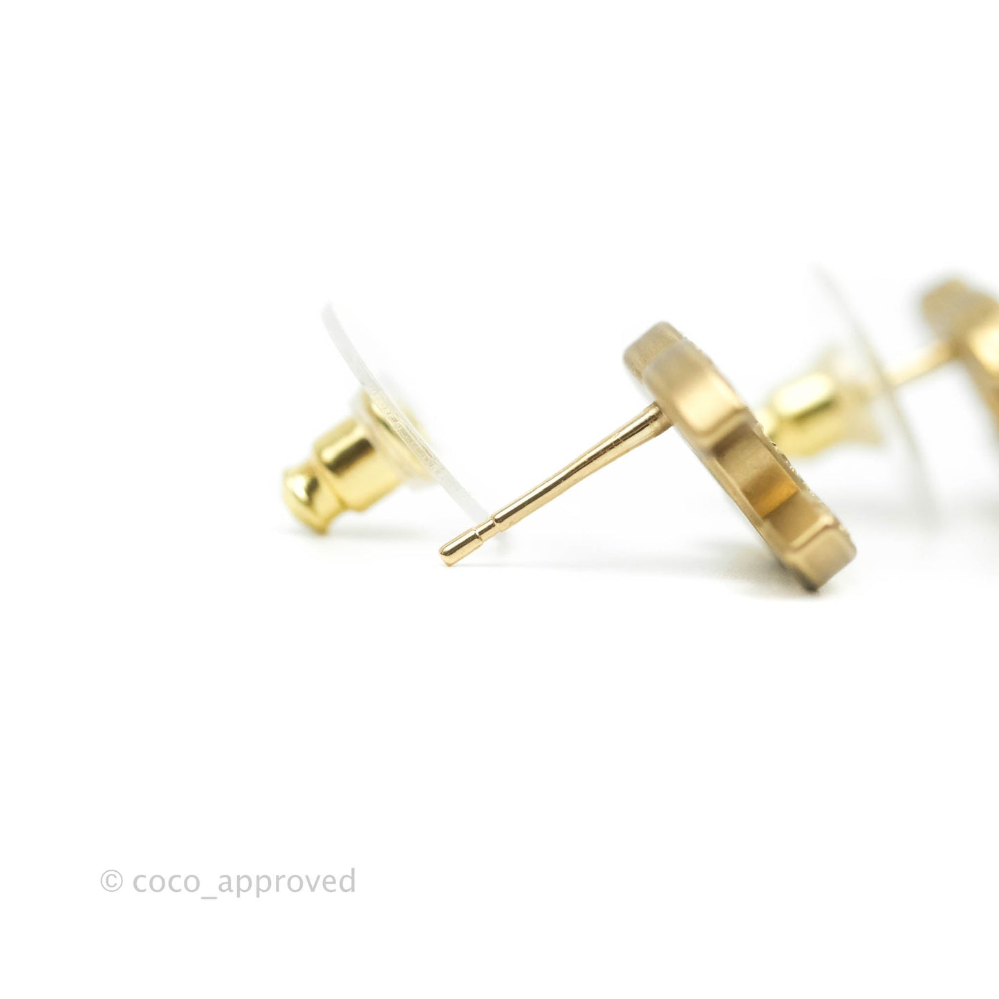 Chanel Crystal CC Earrings Gold Tone 21V