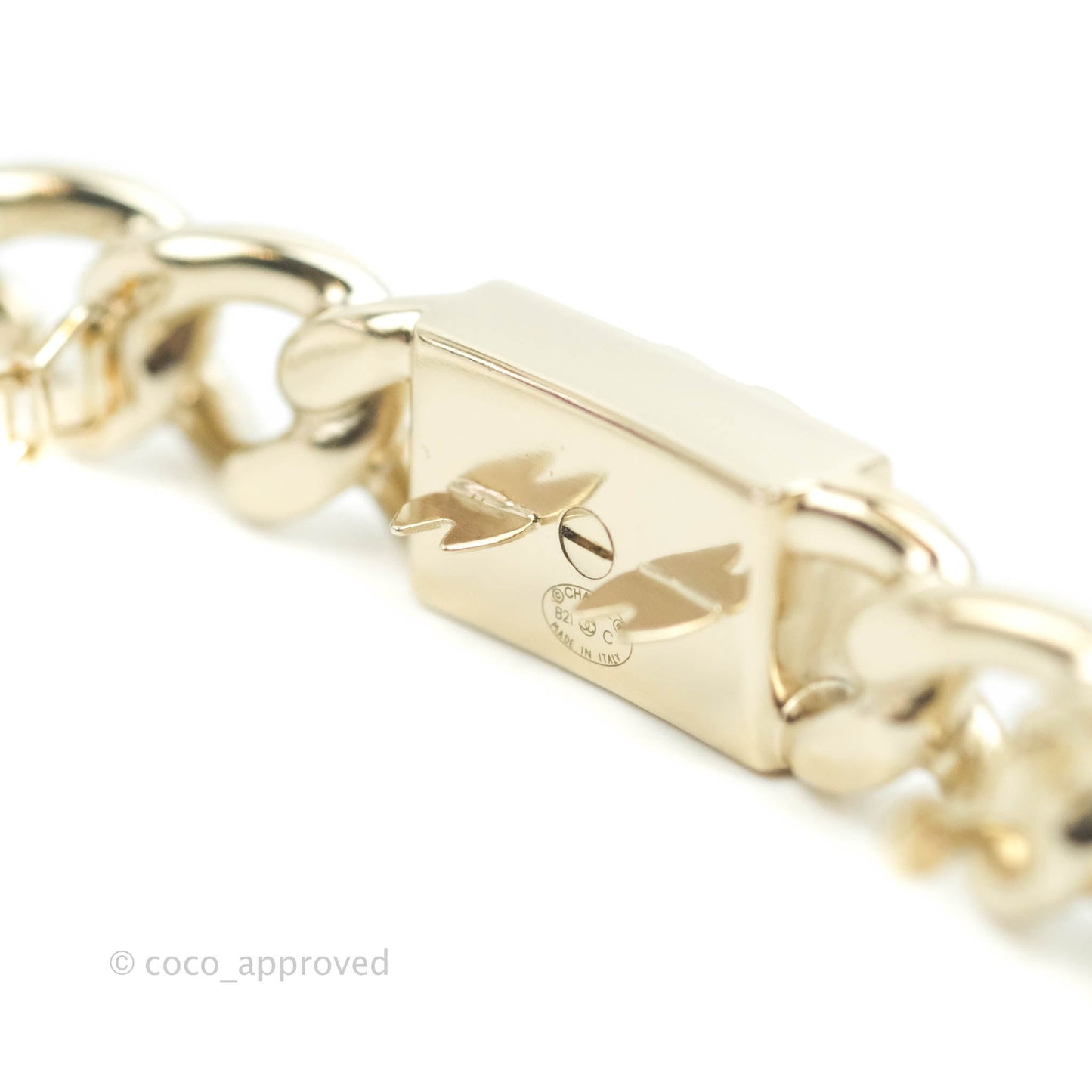 Chanel Crystal Chain CC Hair Clip Barrette Gold 21C